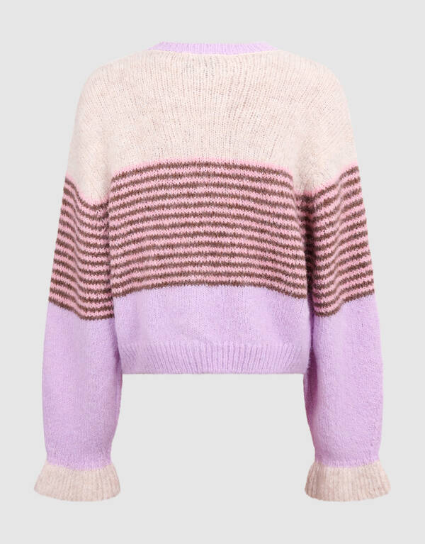Flauschige gestreifte Strickjacke in gebrochenem W SHOEBY GIRLS