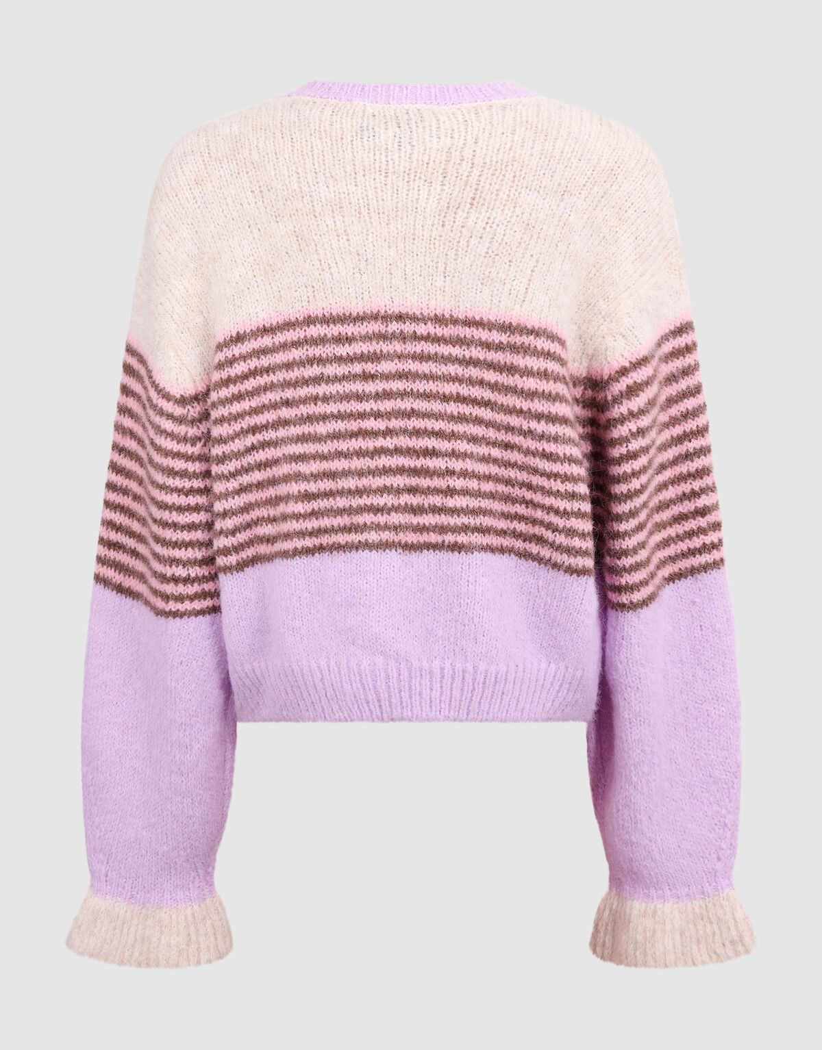 Flauschige gestreifte Strickjacke in gebrochenem W SHOEBY GIRLS