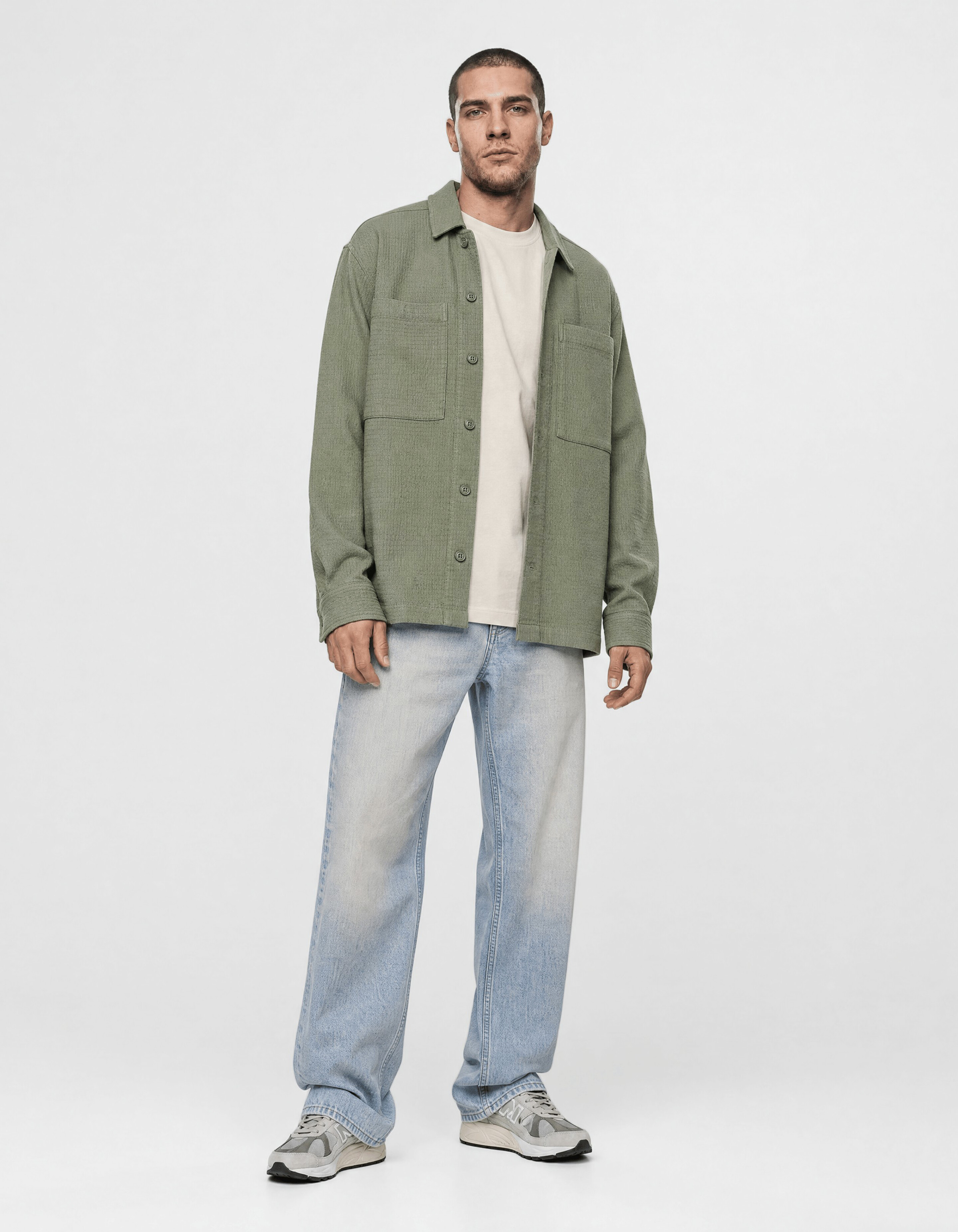 Block-Jacquard-Overshirt Gr&uuml;n SHOEBY MEN