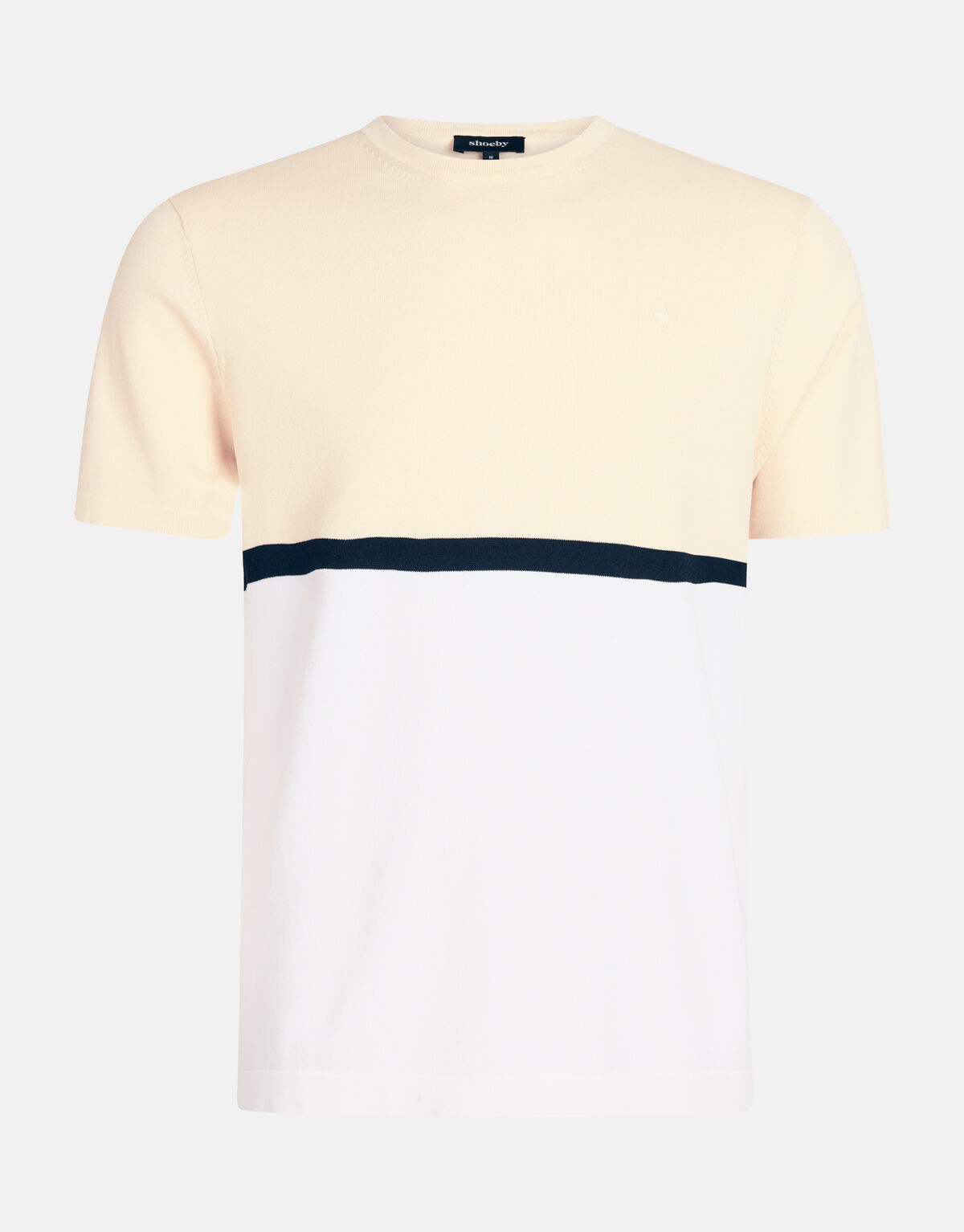 Gestricktes Farbblock-T-Shirt Wei&szlig; SHOEBY MEN