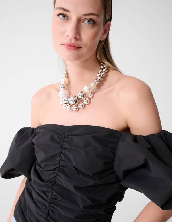 Gerafftes Off-Shoulder-Top Schwarz von Fred SHOEBY WOMEN