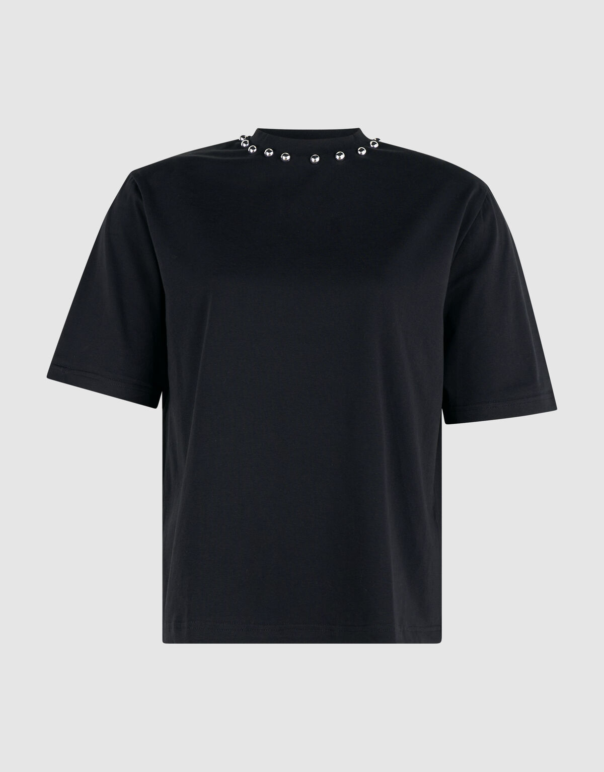 T-Shirt mit Nieten am Kragen Schwarz SHOEBY WOMEN