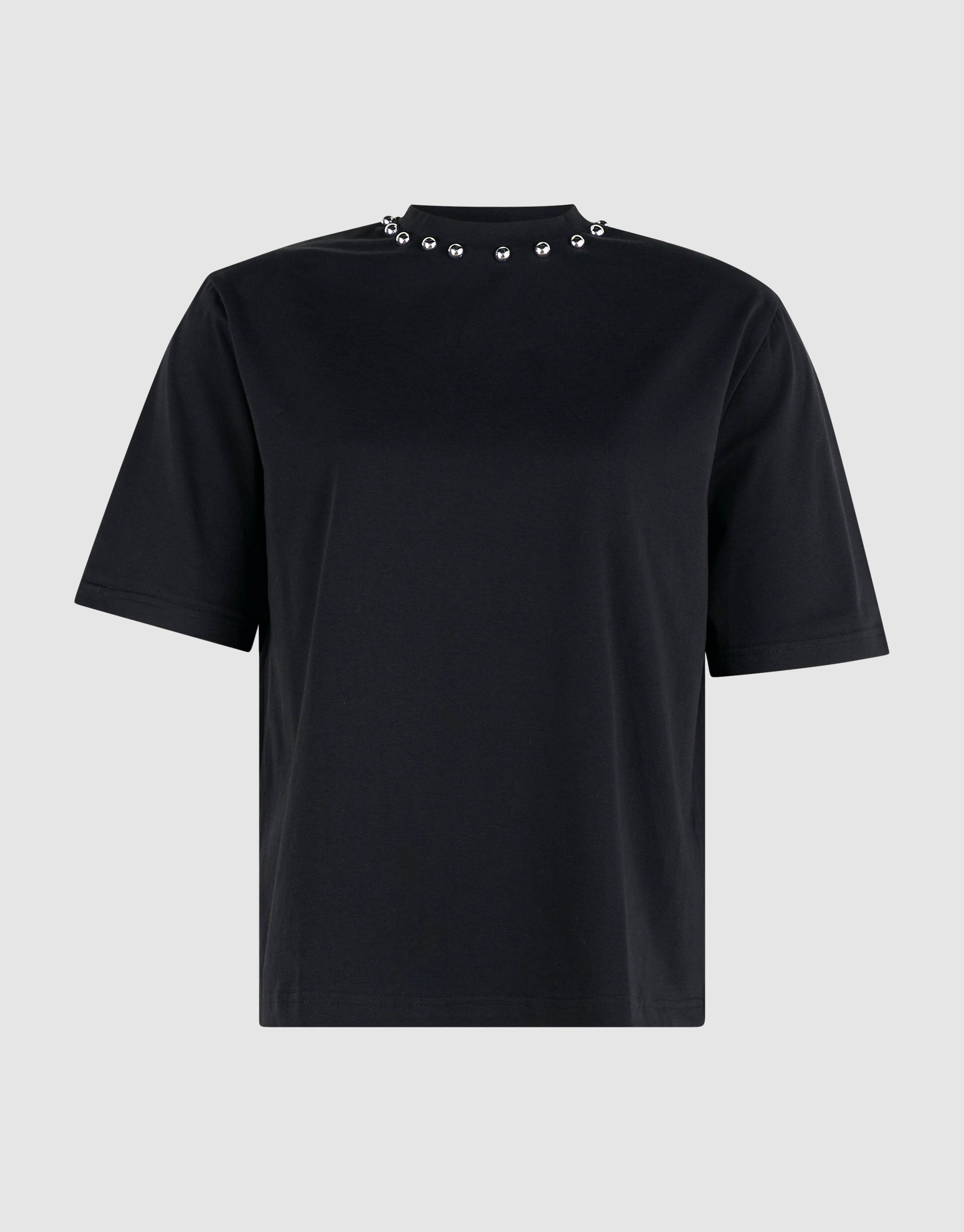 T-Shirt mit Nieten am Kragen Schwarz SHOEBY WOMEN