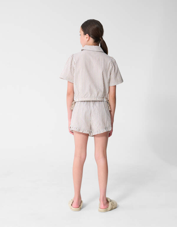 Nadelstreifenstickerei-Bluse Braun SHOEBY GIRLS