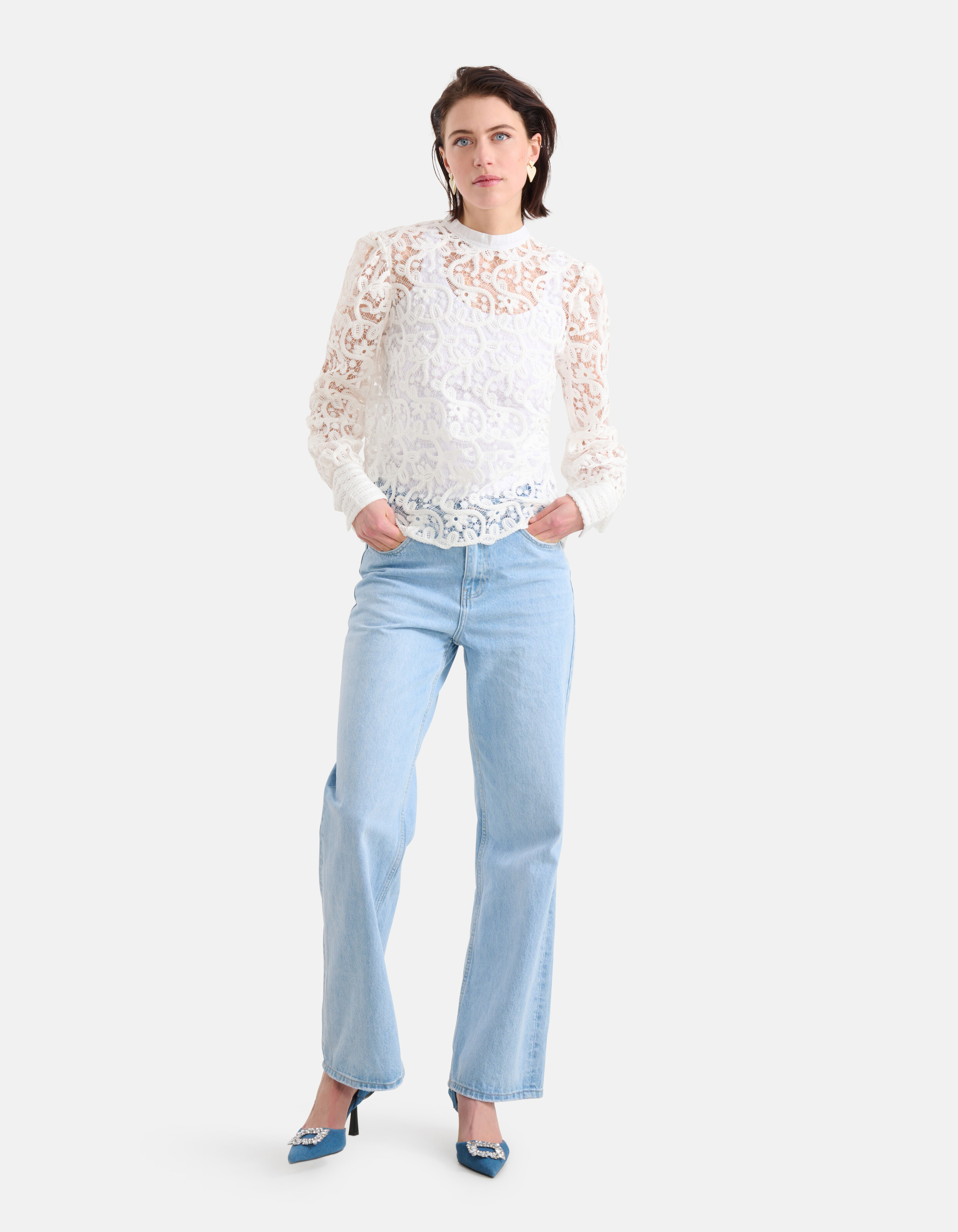 Broderie Lace Top Wit SHOEBY WOMEN