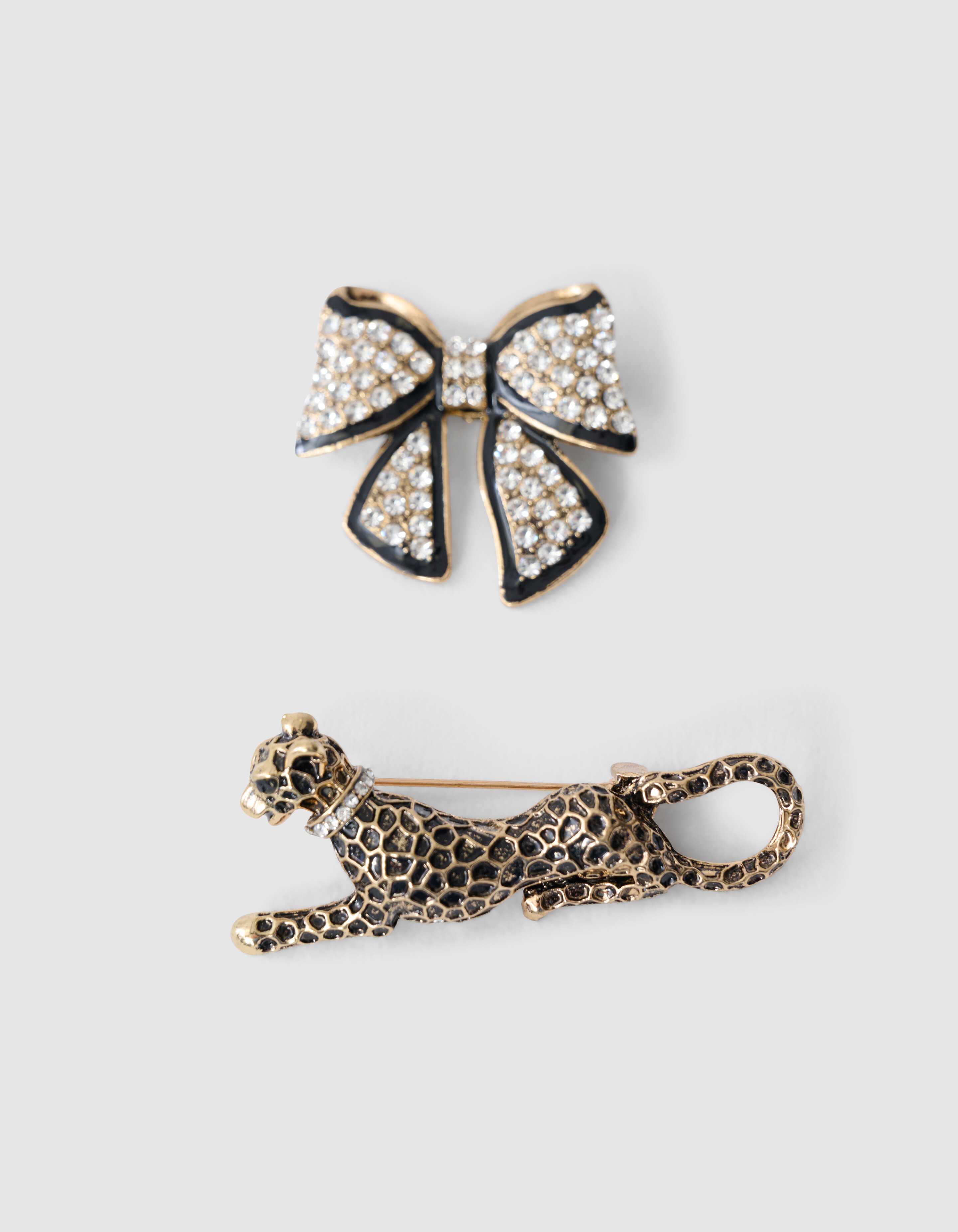 Leoparden Schleife Brosche Set Gold SHOEBY ACCESSOIRES
