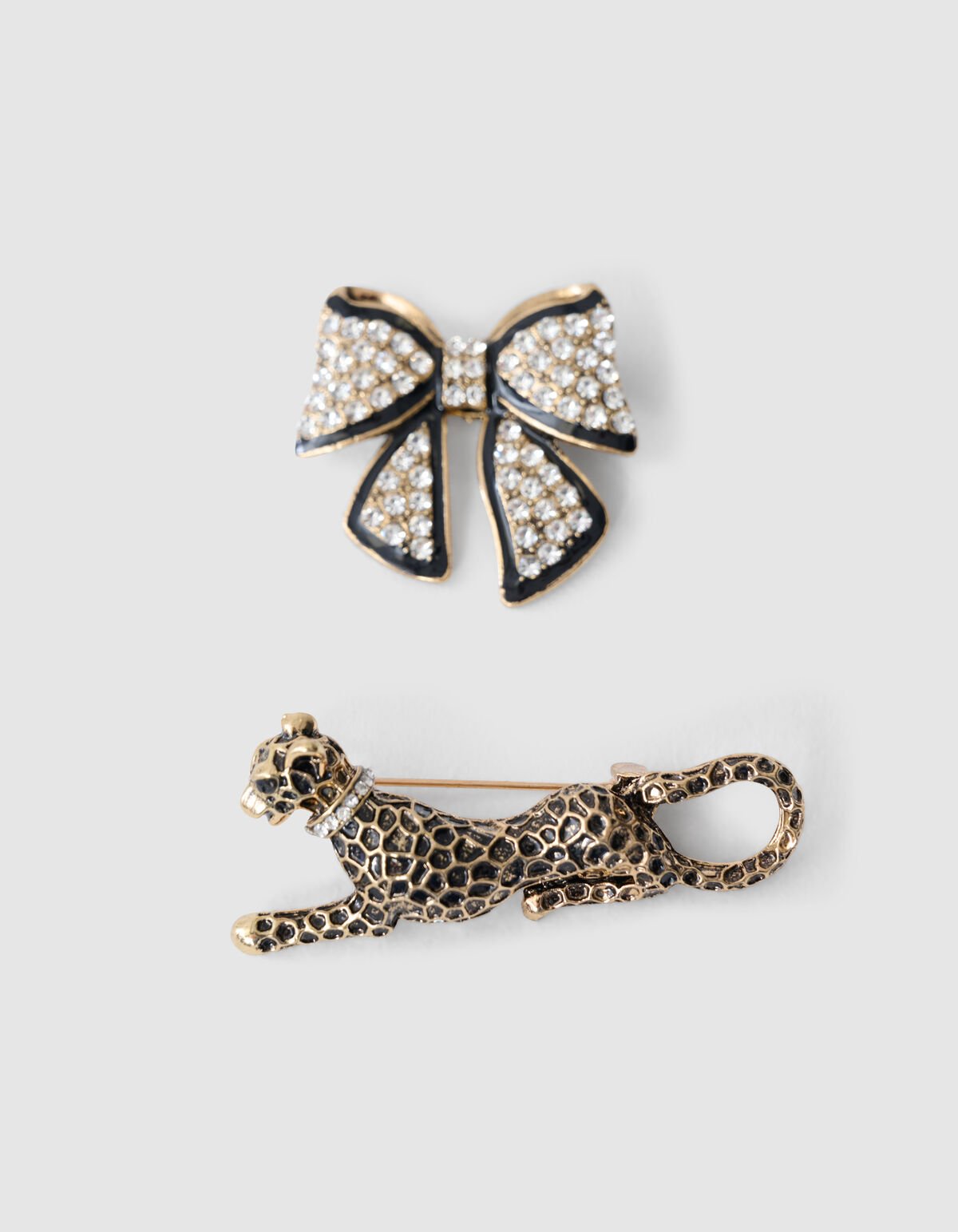 Leoparden Schleife Brosche Set Gold SHOEBY ACCESSOIRES