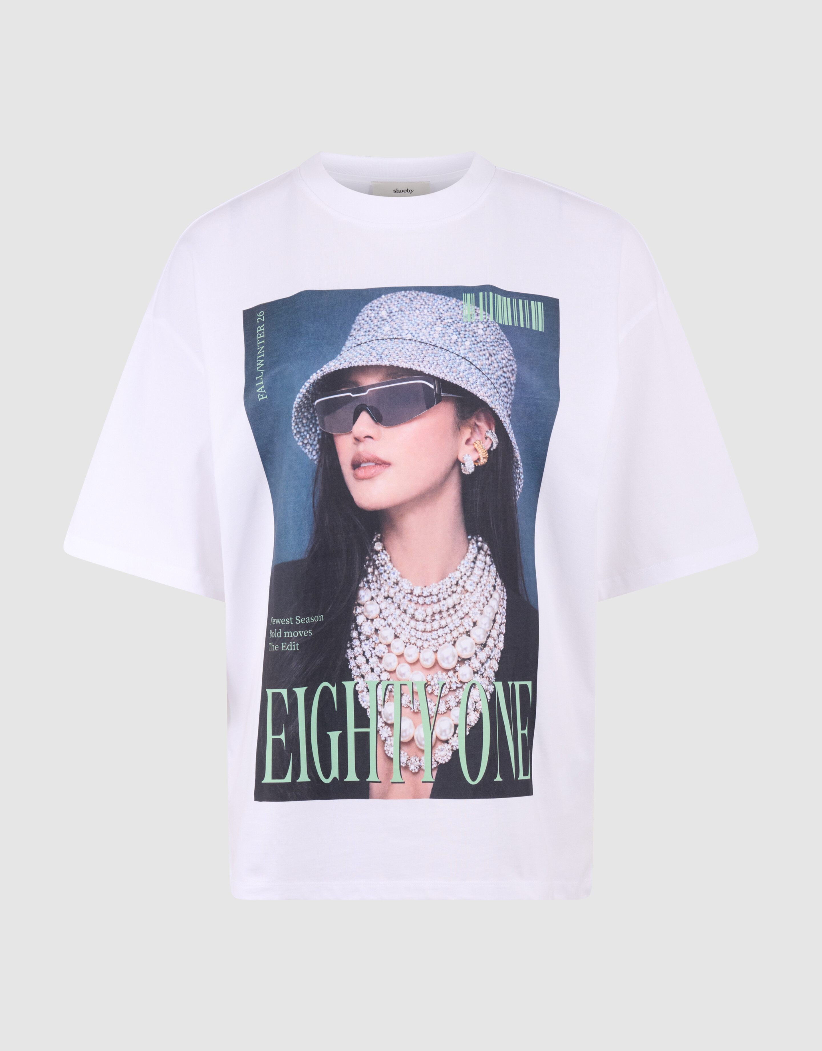 Oversized Pearl Magazine T-shirt Wit SHOEBY WOMEN