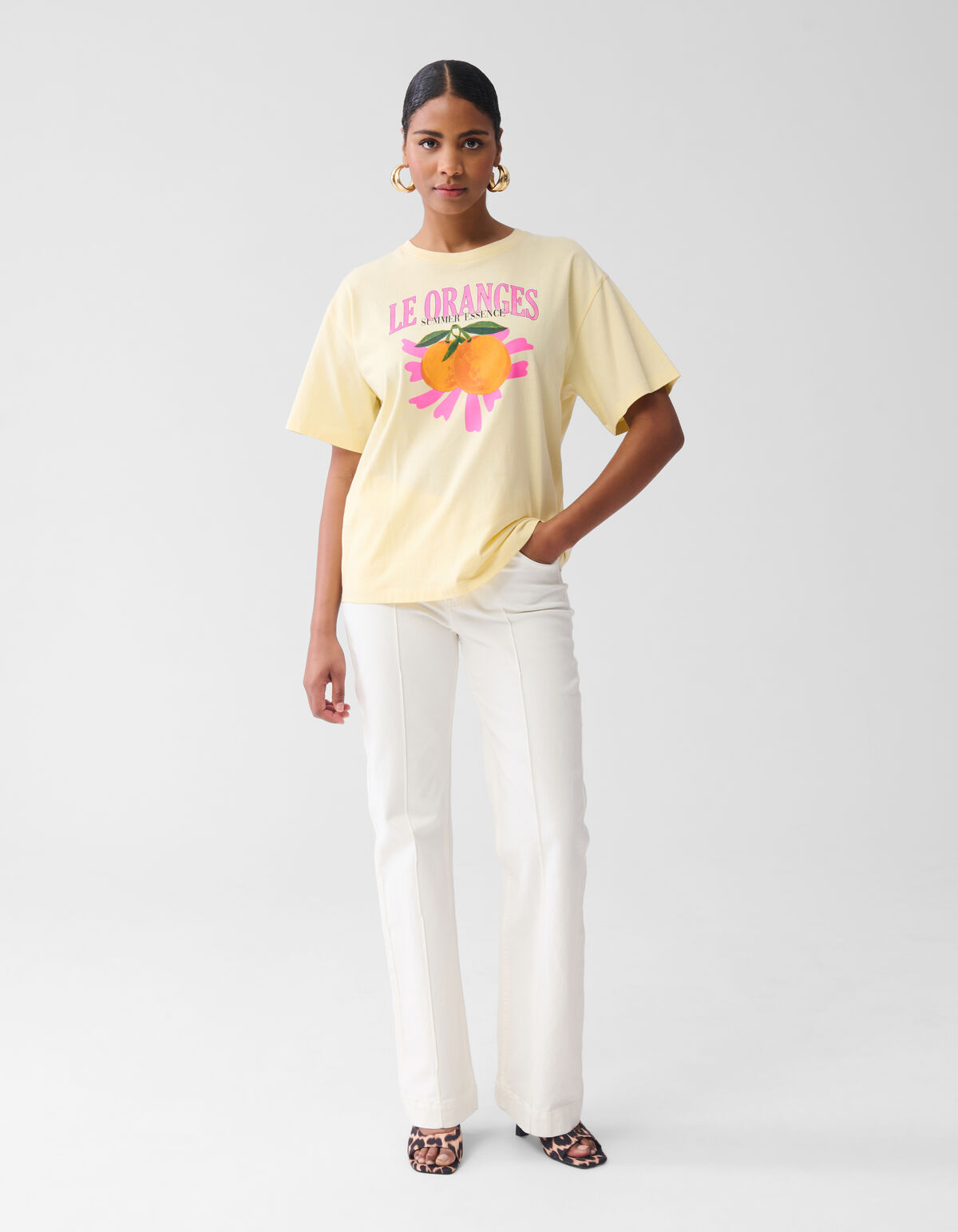 Orangefarbenes Kunstwerk-T-Shirt Gelb SHOEBY WOMEN
