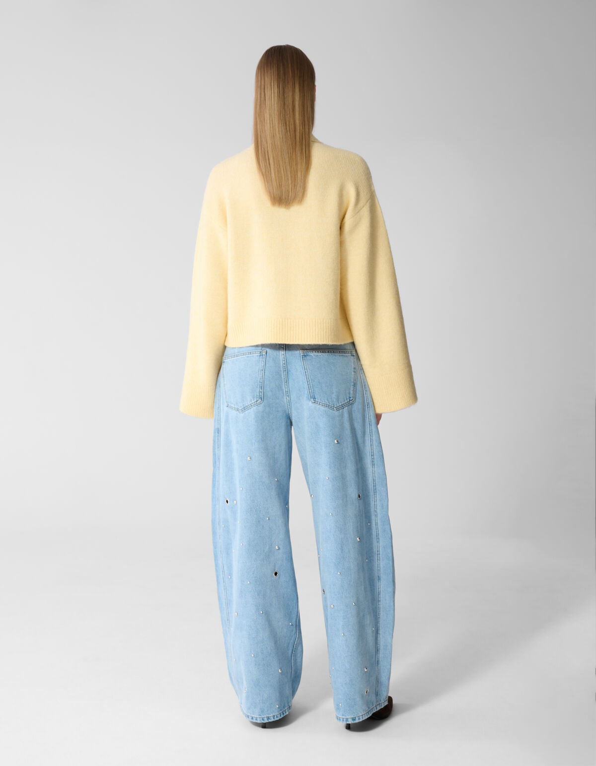 Zip Polo Strickpullover gelb SHOEBY WOMEN
