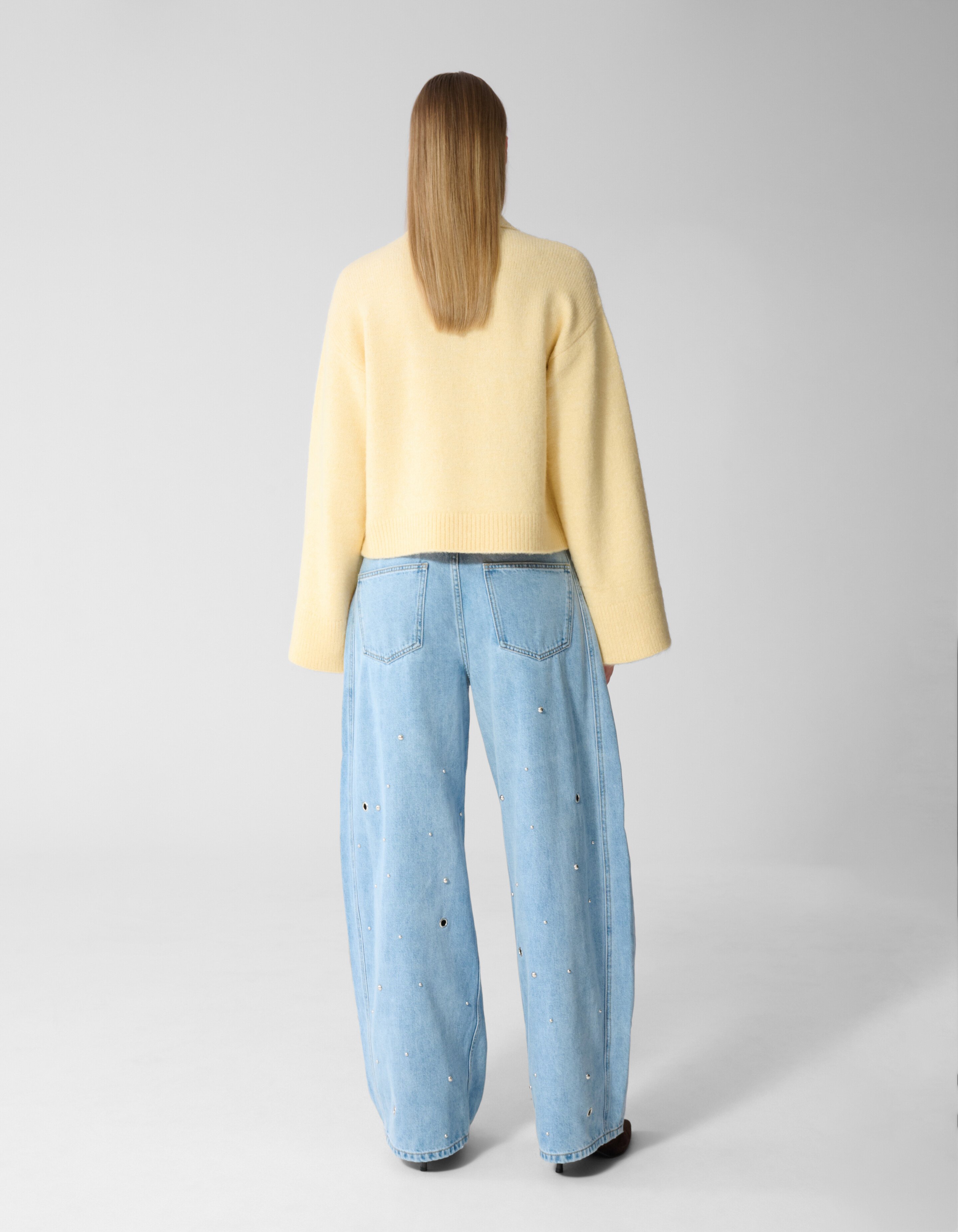 Zip Polo Strickpullover gelb SHOEBY WOMEN
