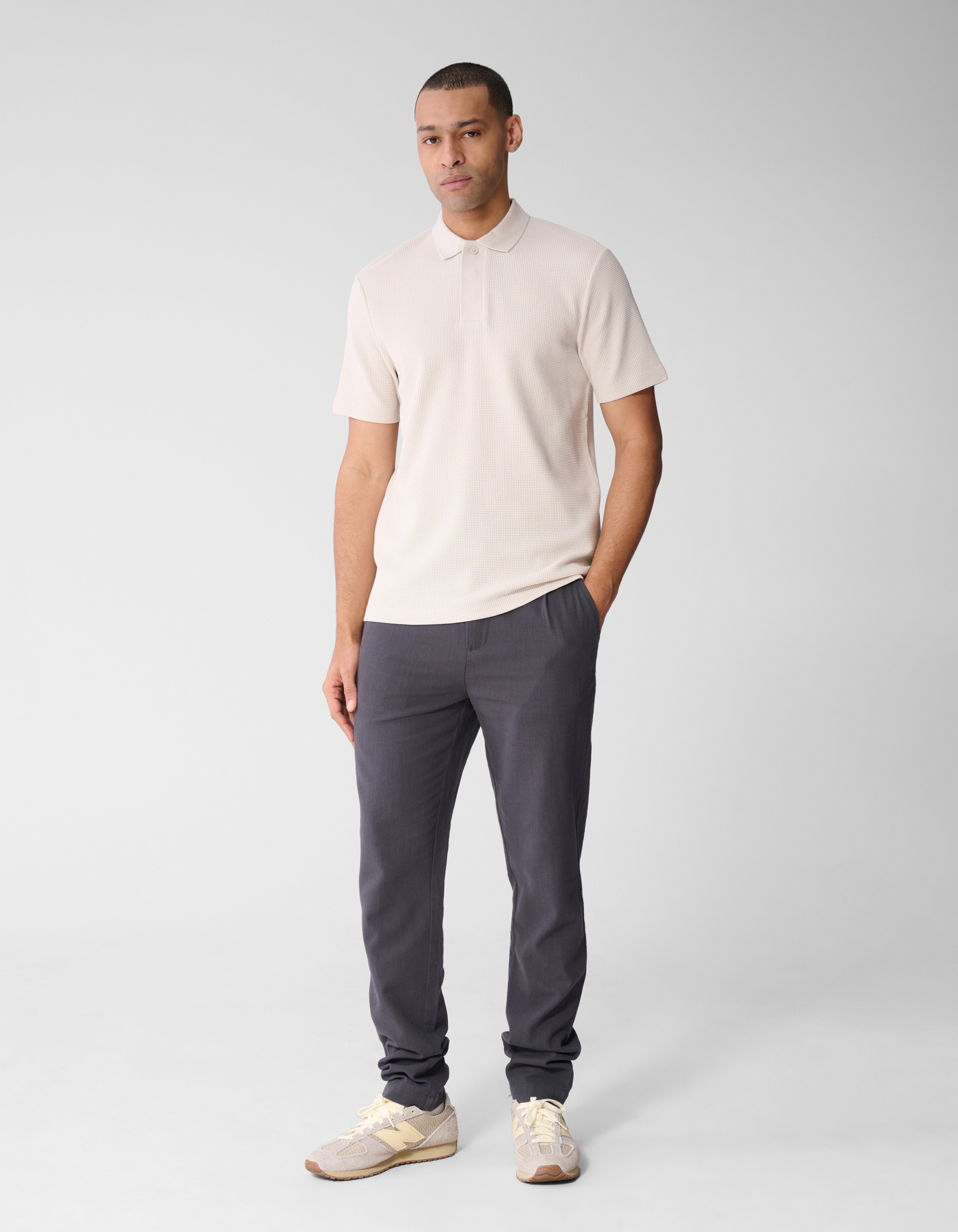 Waffel-Polo Hellgrau SHOEBY MEN