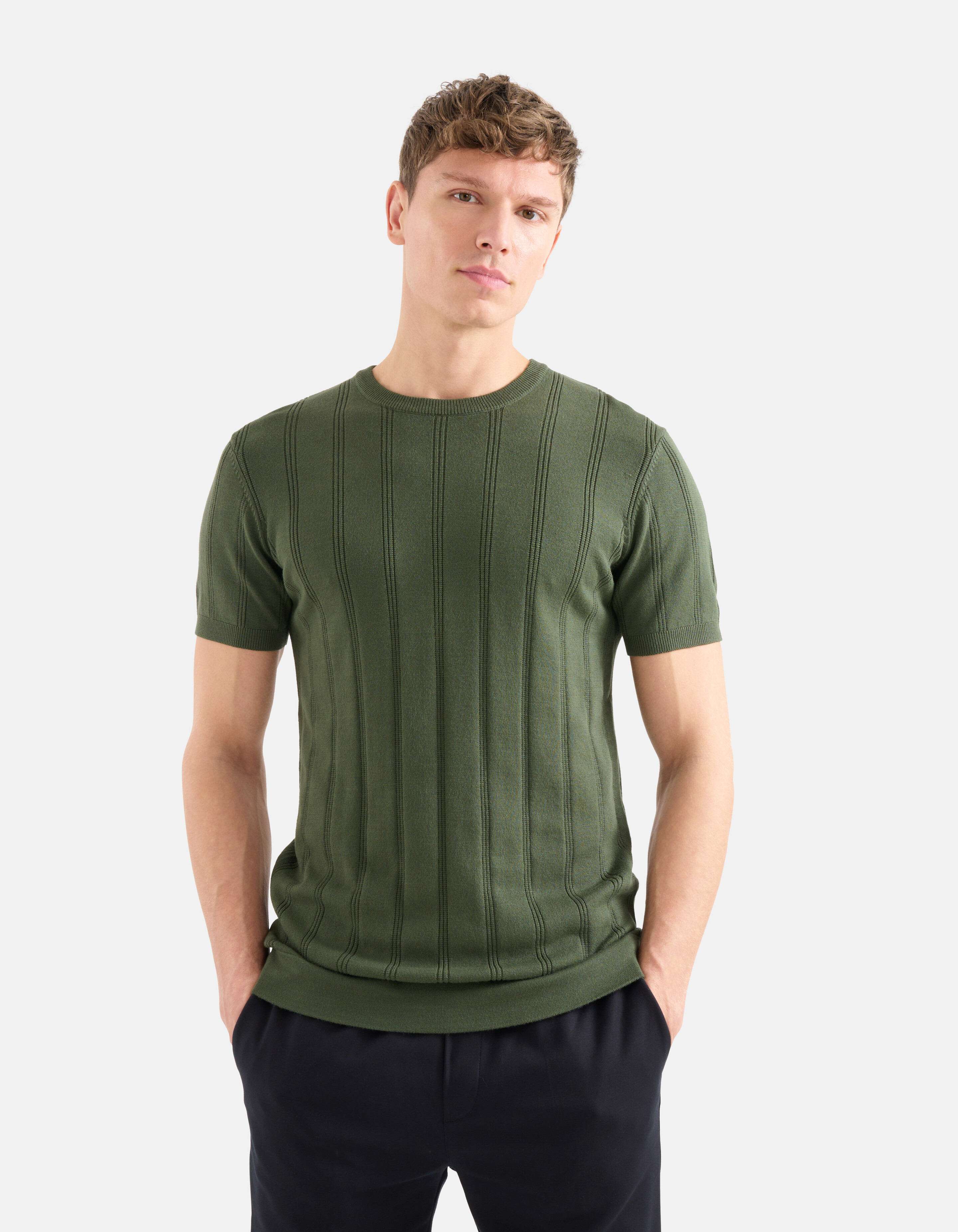 Strick-T-Shirt Dunkelgrün SHOEBY MEN