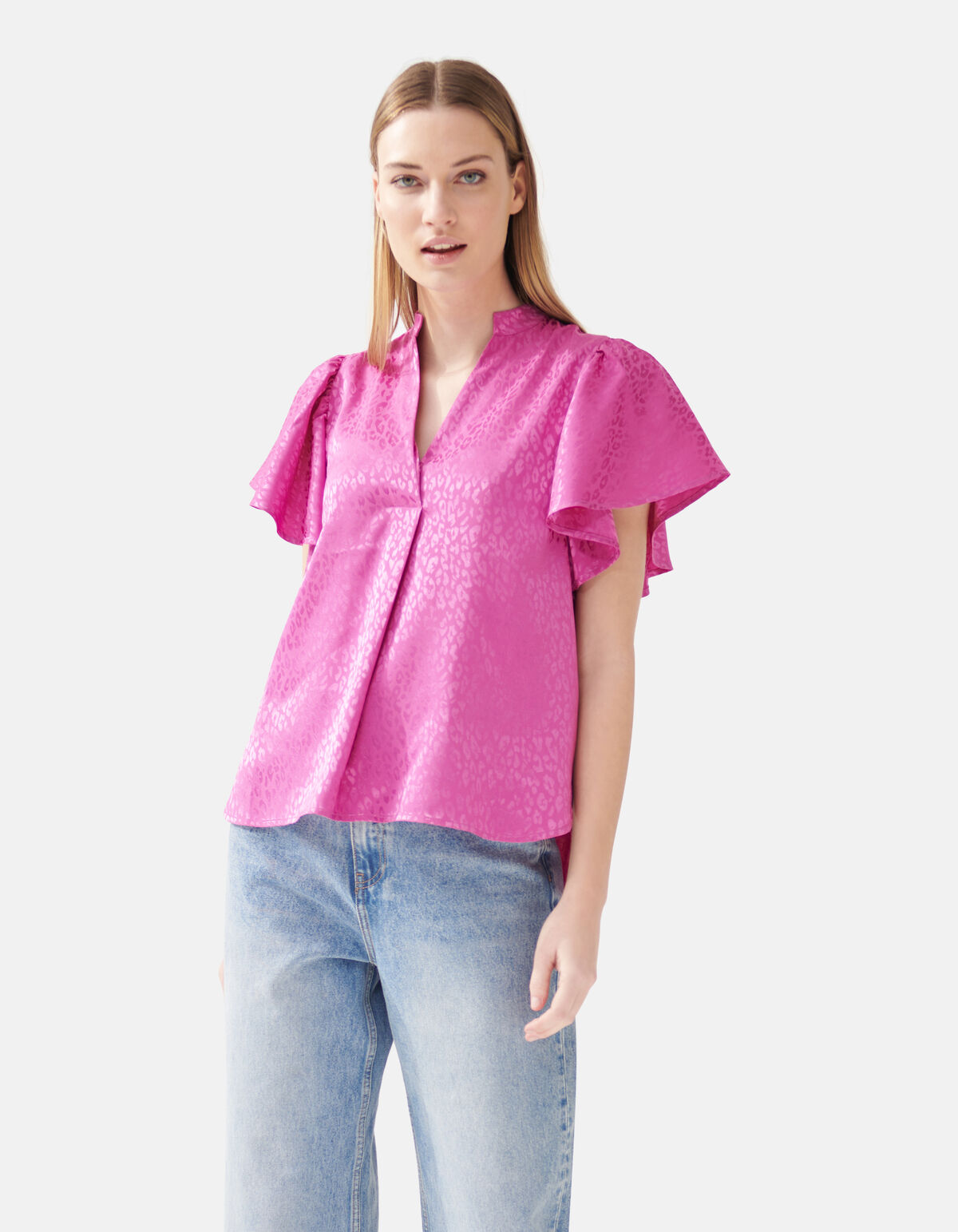 Jacquard-Rüschenbluse Rosa SHOEBY WOMEN