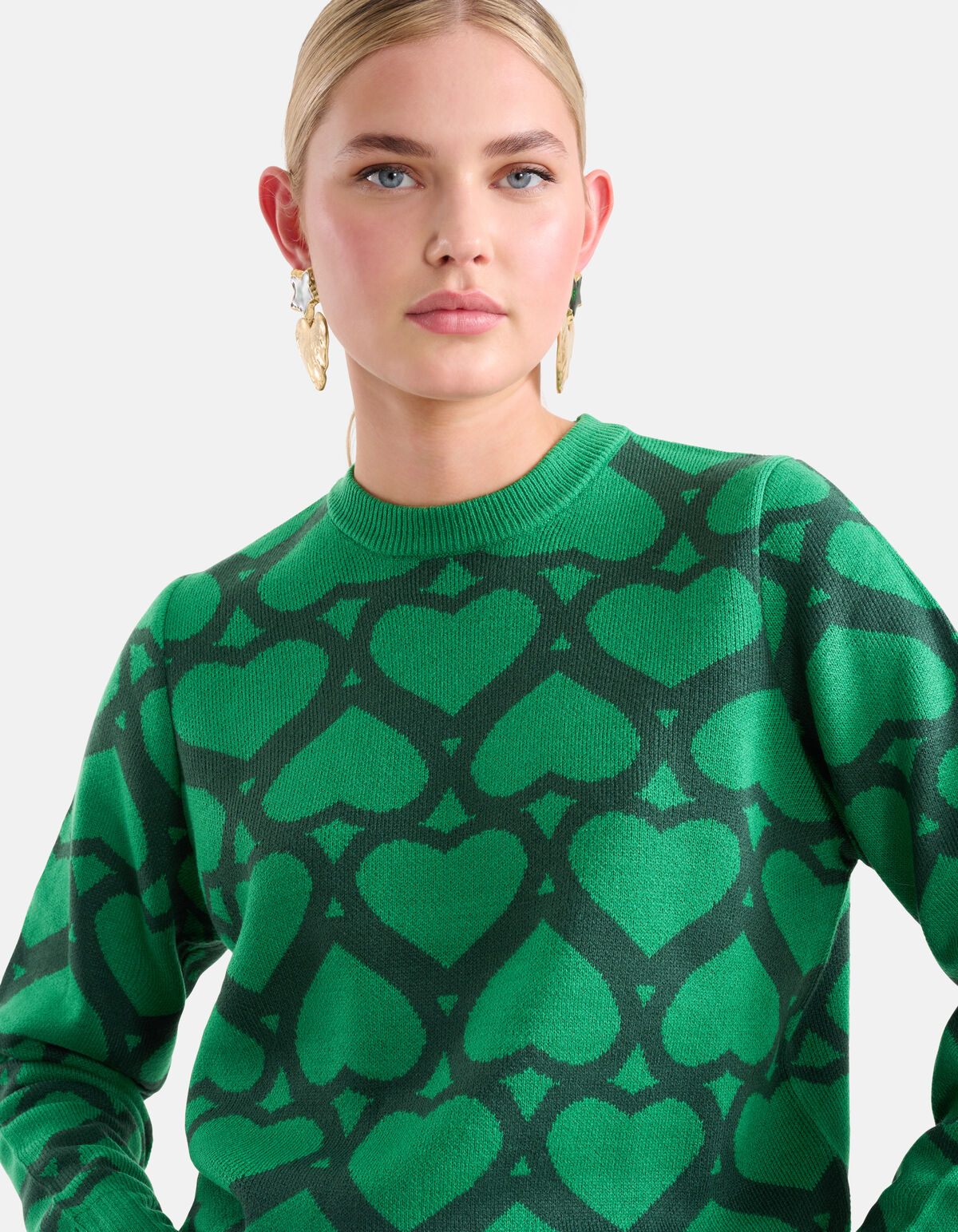 Bedruckter Jacquard-Pullover Grün SHOEBY WOMEN