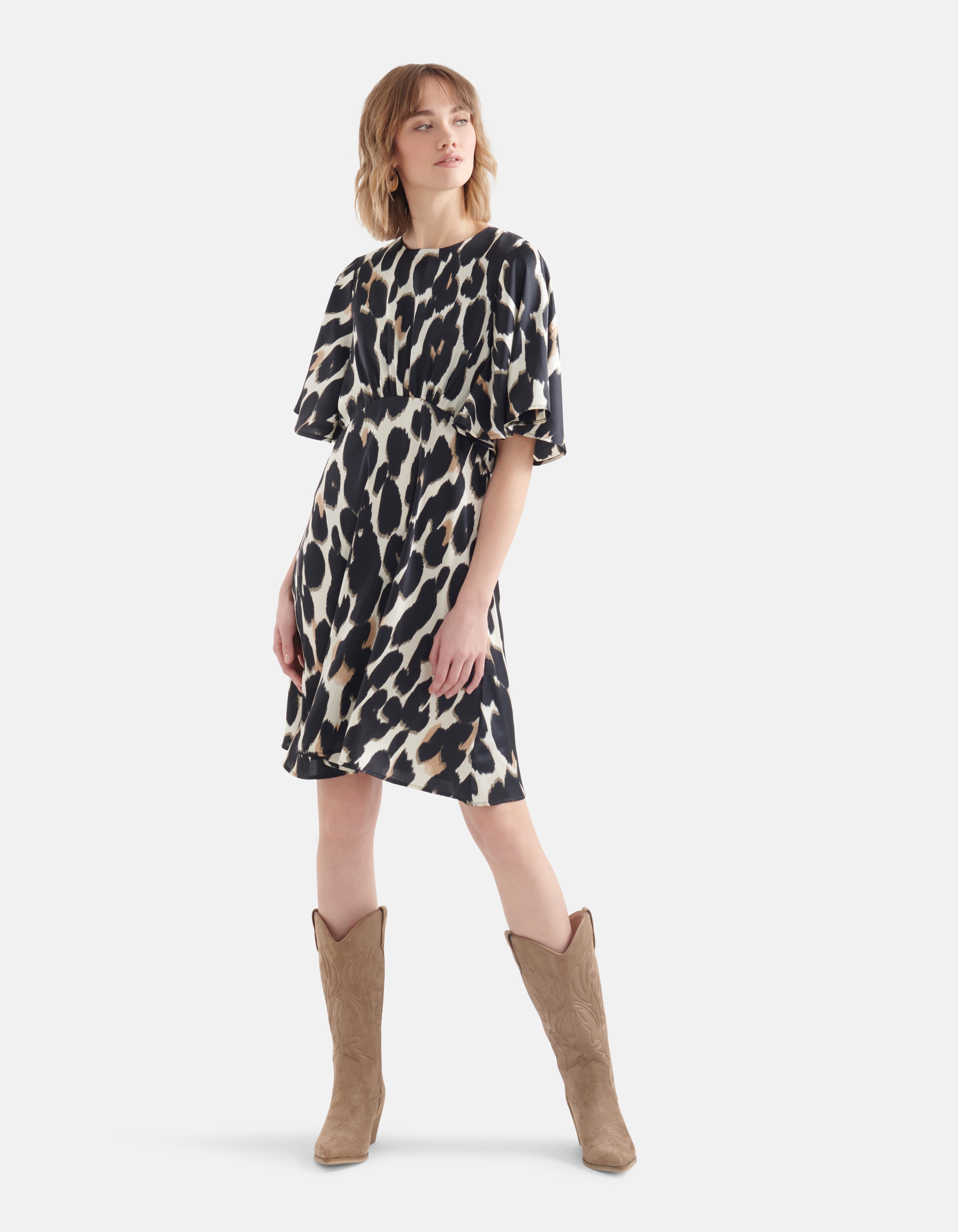 Midikleid mit Leopardenmuster Offwhite SHOEBY WOMEN