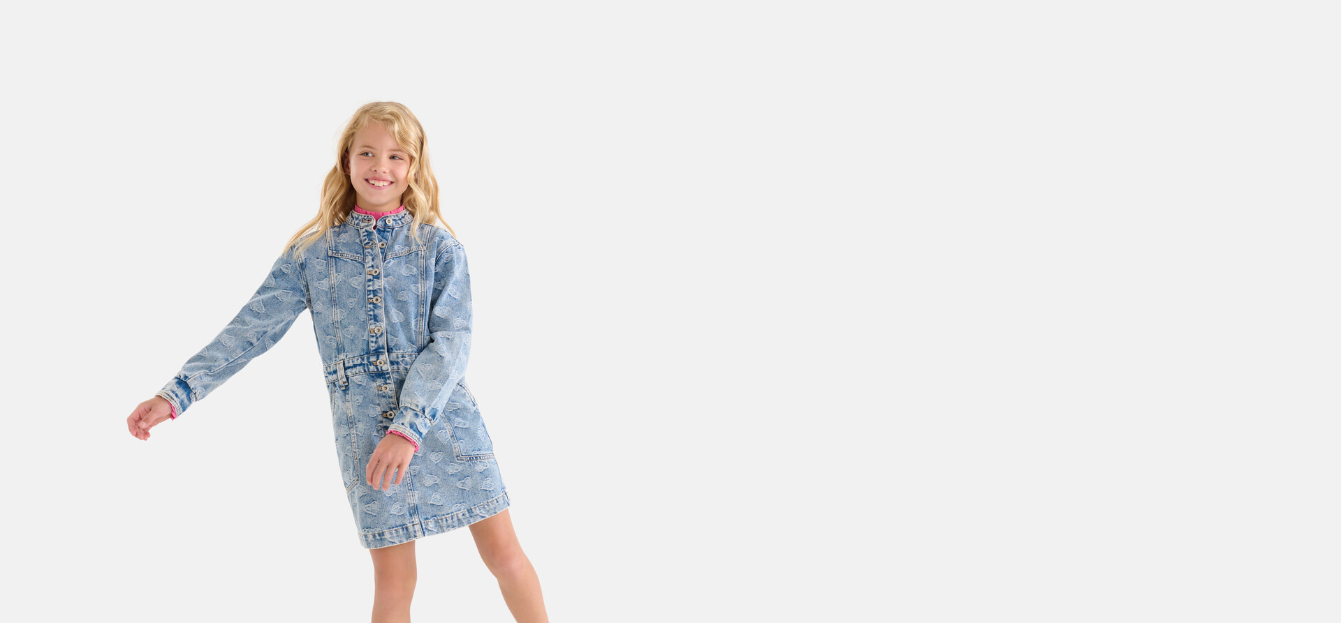 Jacquard Denim Jurk Blauw SHOEBY GIRLS