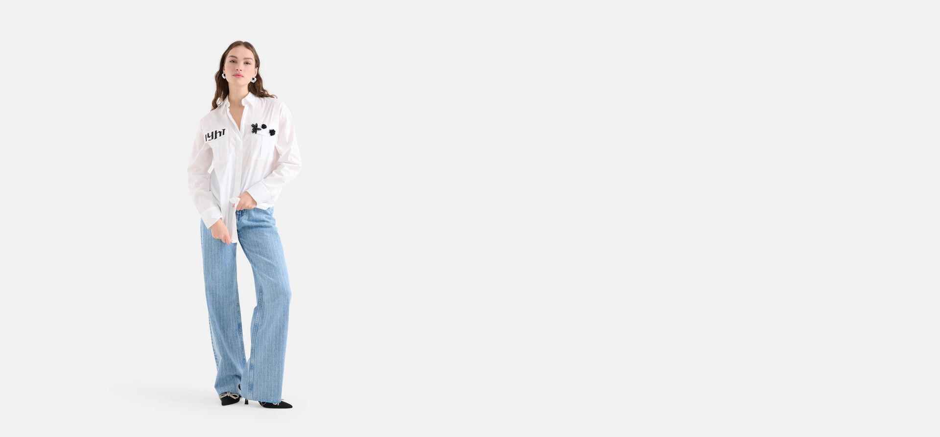 Strass Jeans mit weitem Bein Mediumstone L33 SHOEBY WOMEN