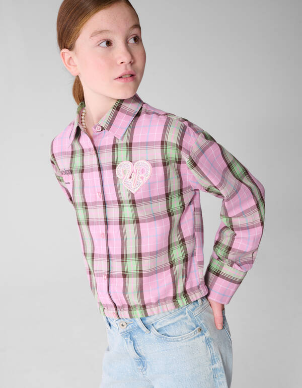 Gro&szlig;karierte Bluse Hellrosa SHOEBY GIRLS
