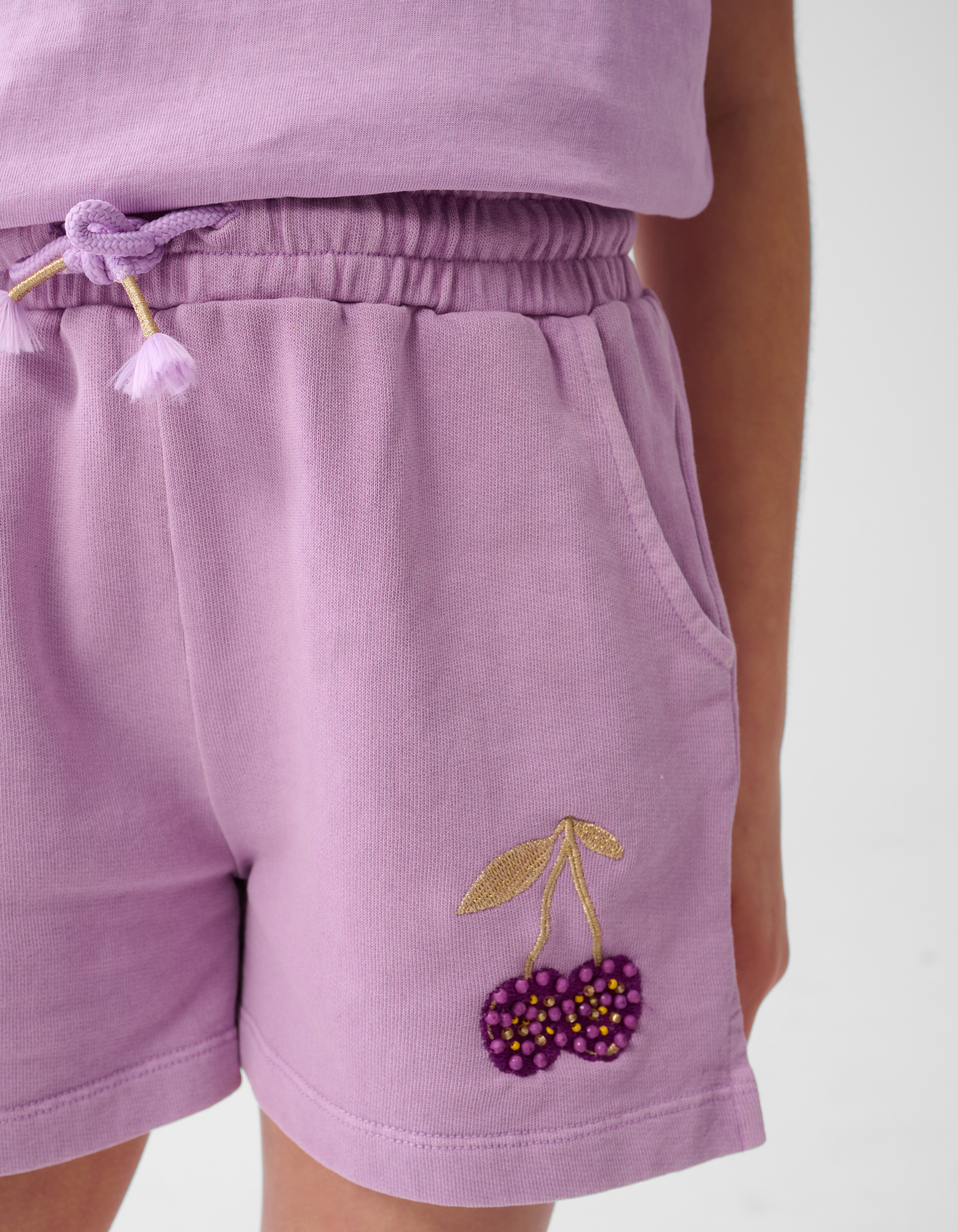 Cherry Artwork Short Washed Light Purple SHOEBY GIRLS