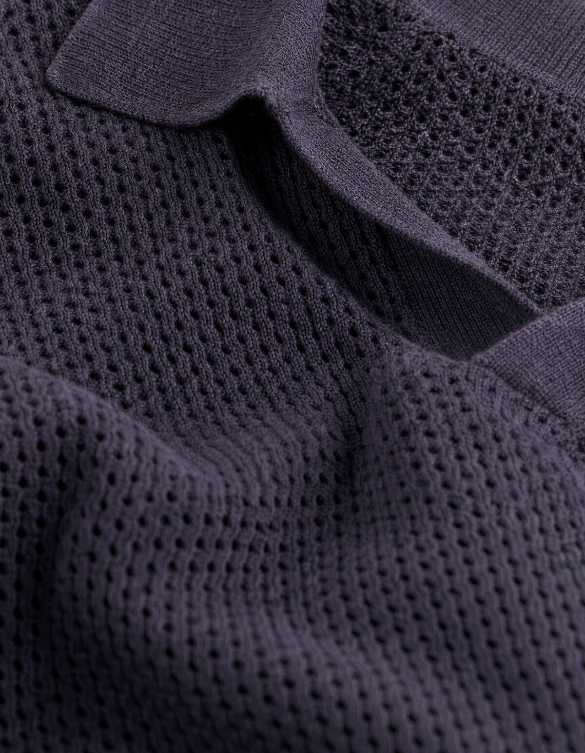 Lang&auml;rmliges Strick-Polohemd Dunkelviolett SHOEBY MEN