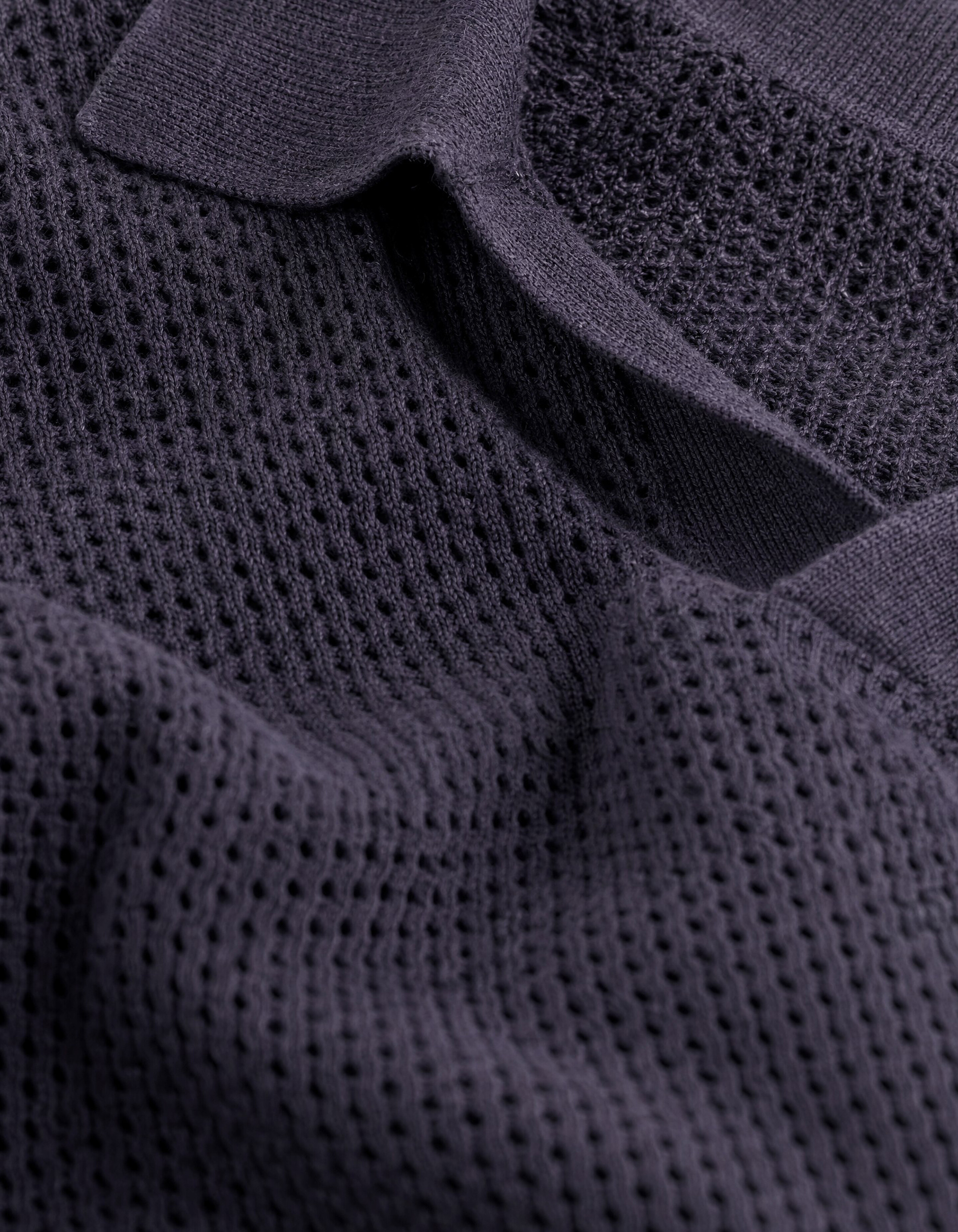 Lang&auml;rmliges Strick-Polohemd Dunkelviolett SHOEBY MEN