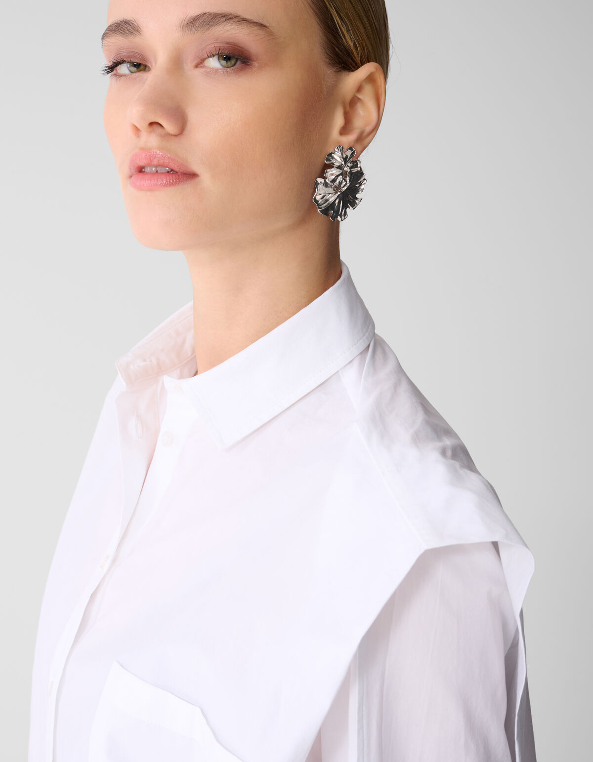 Die Pleat Poplin Bluse Wei&szlig; SHOEBY WOMEN