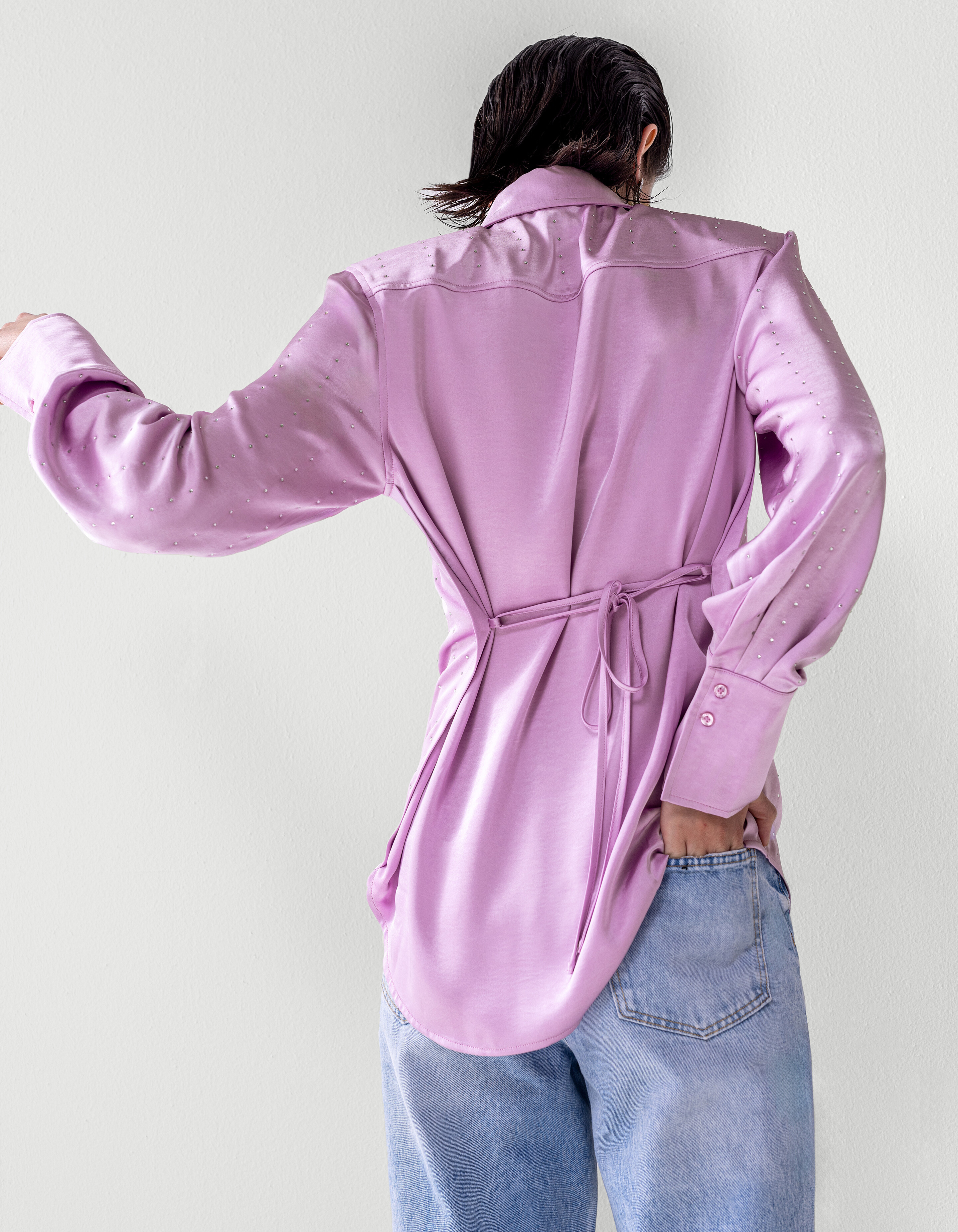 Satin Strass Bluse Hellrosa SHOEBY WOMEN