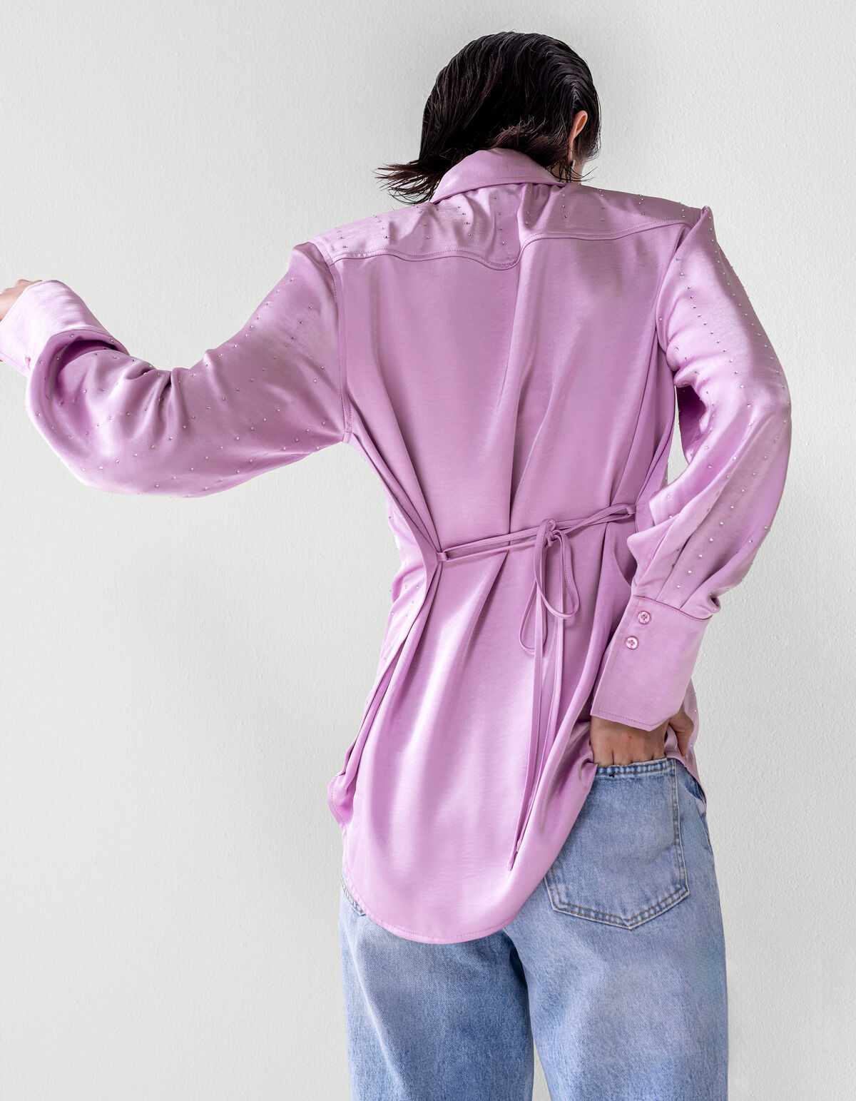 Satin Strass Bluse Hellrosa SHOEBY WOMEN