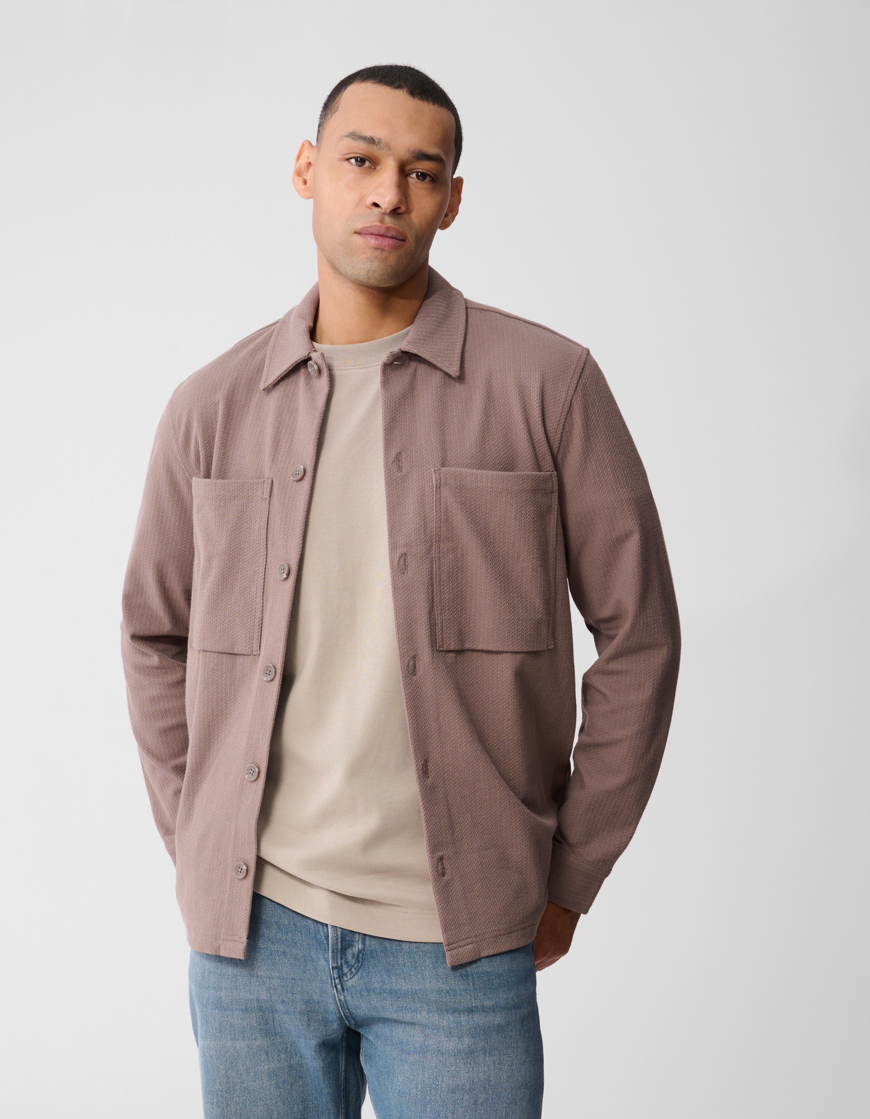 Strukturiertes Overshirt Hellbraun SHOEBY MEN