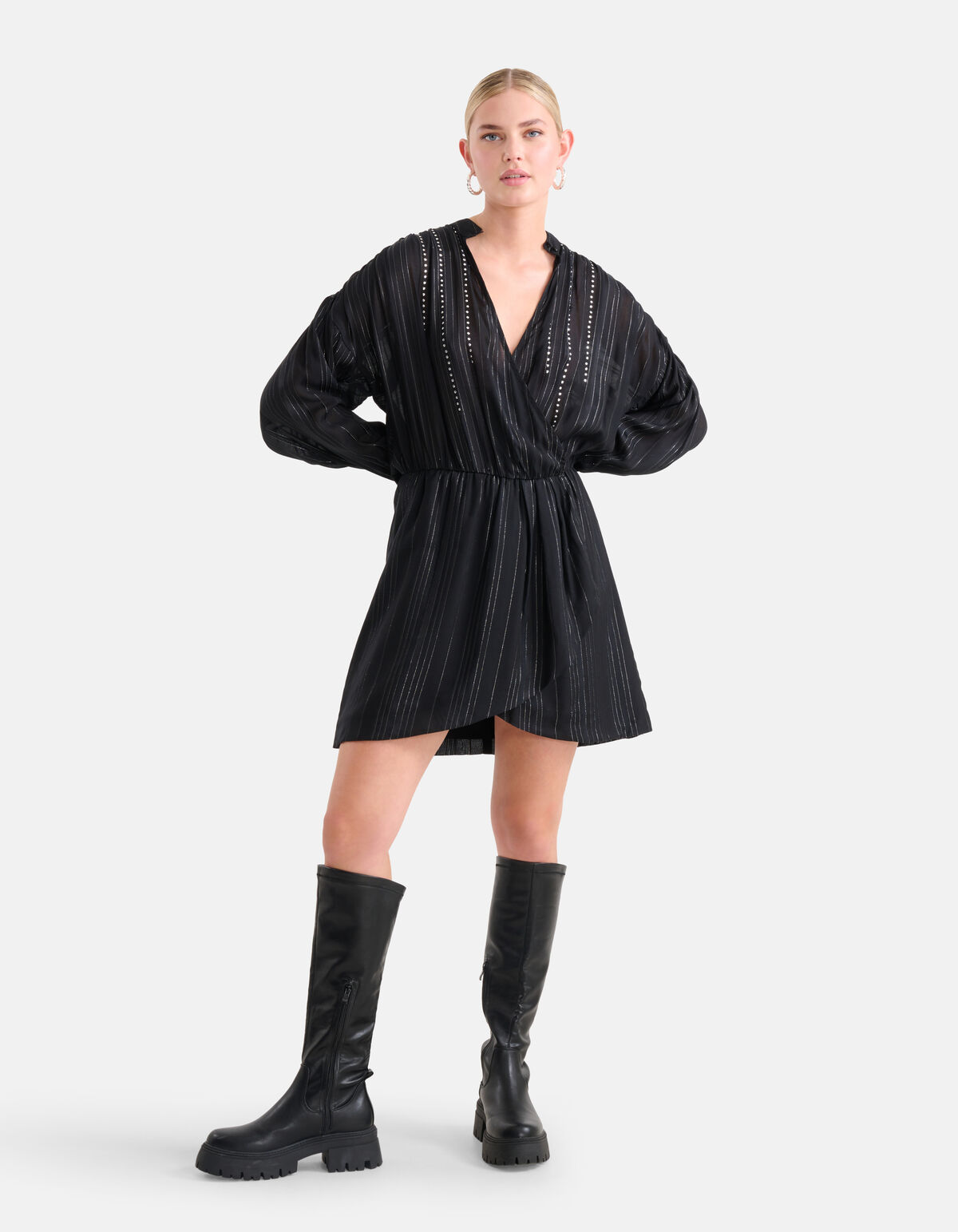 Nieten Lurex Kleid Schwarz SHOEBY WOMEN