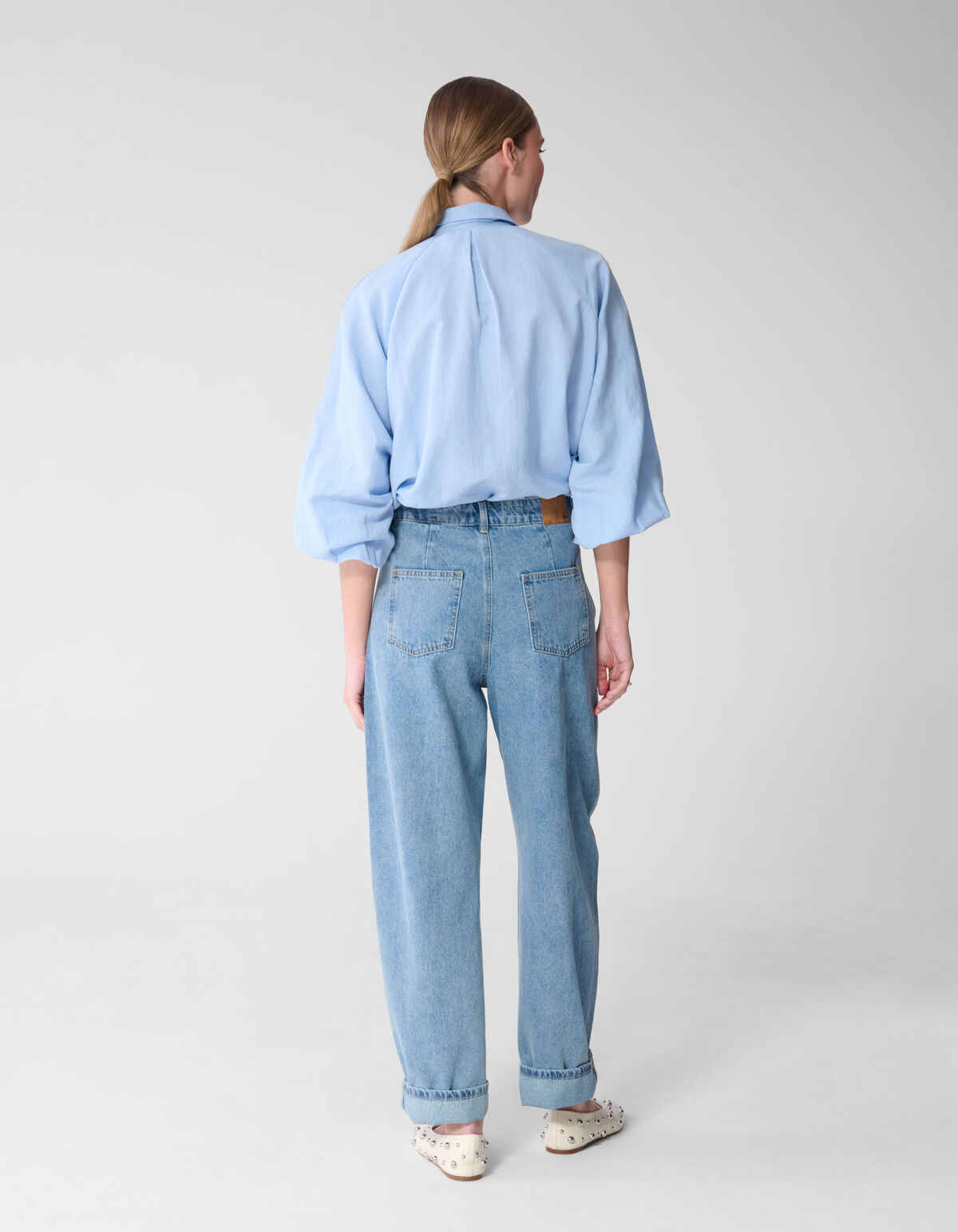 Plissierte Stickbluse Hellblau von Mieke SHOEBY WOMEN