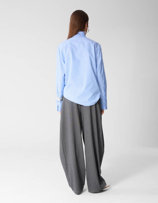 Pleated Flap Wide Leg Hose Grau SHOEBY WOMEN