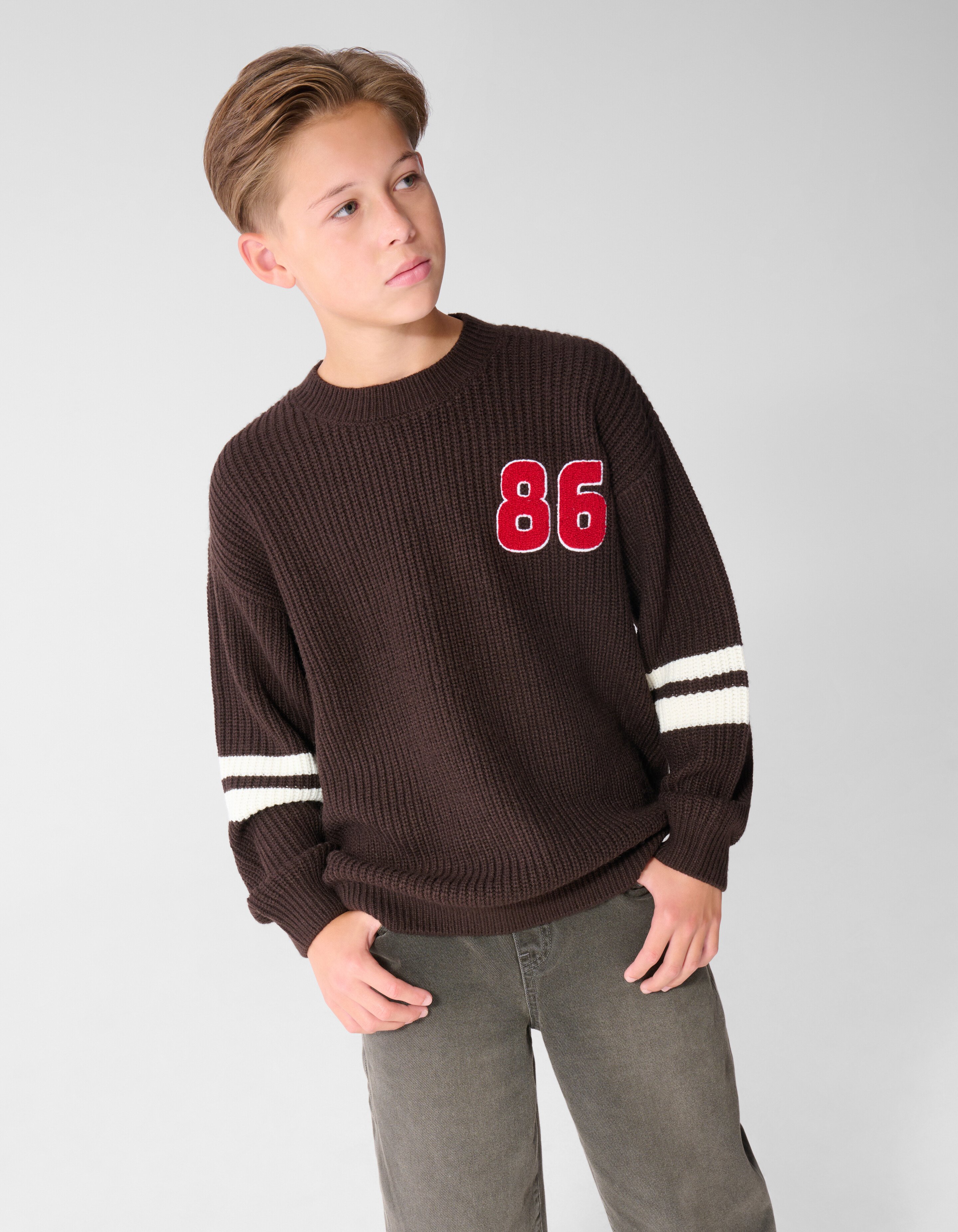 Varsity Strickpullover Dunkelbraun SHOEBY BOYS