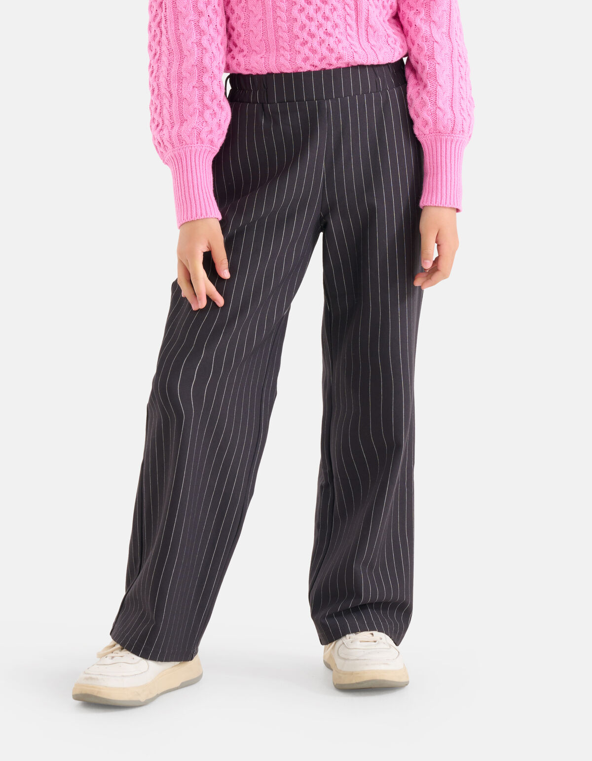 Nadelstreifen-Hose mit weitem Bein Dunkelgrau SHOEBY GIRLS