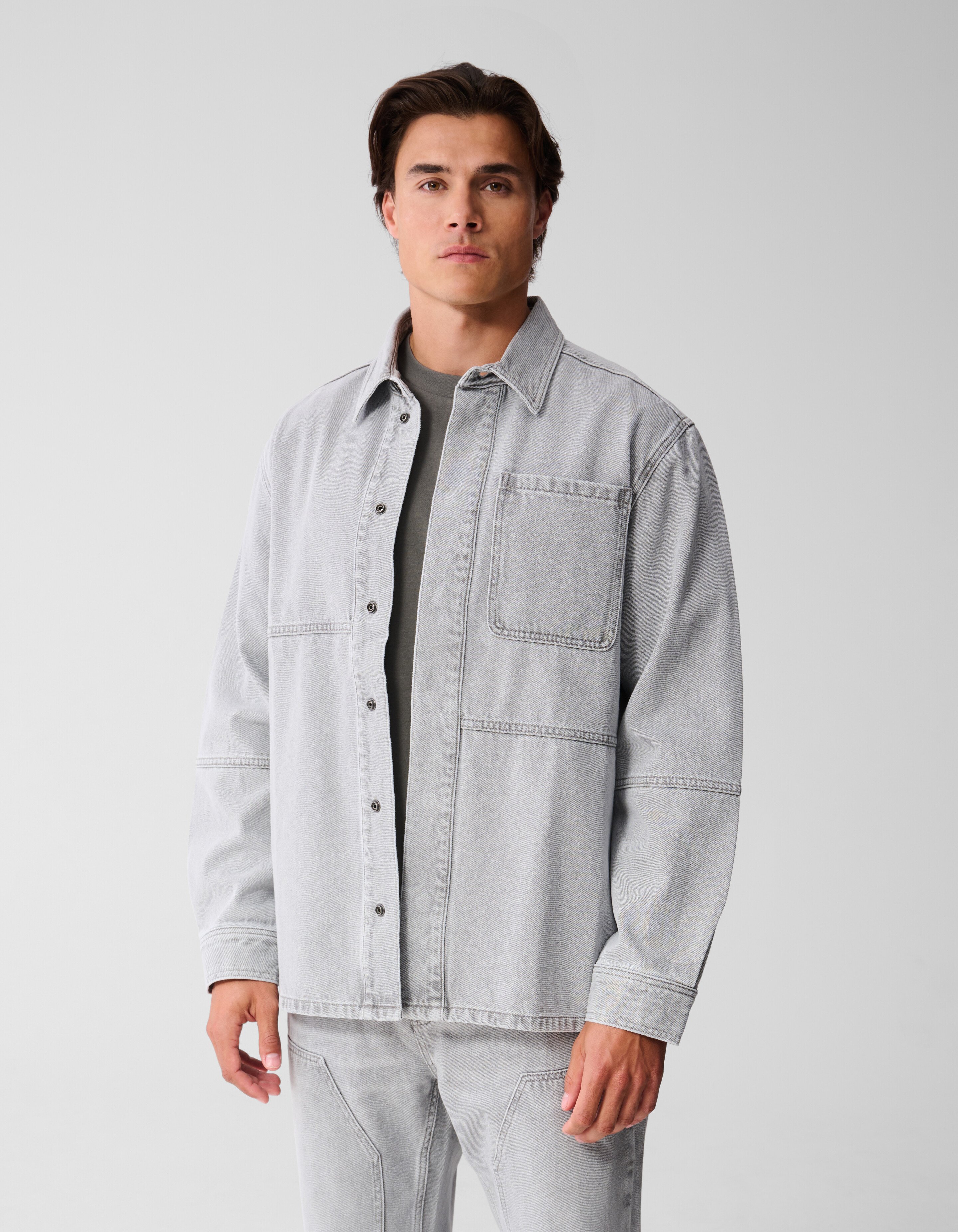 Patched Denim Überhemd Grau SHOEBY MEN