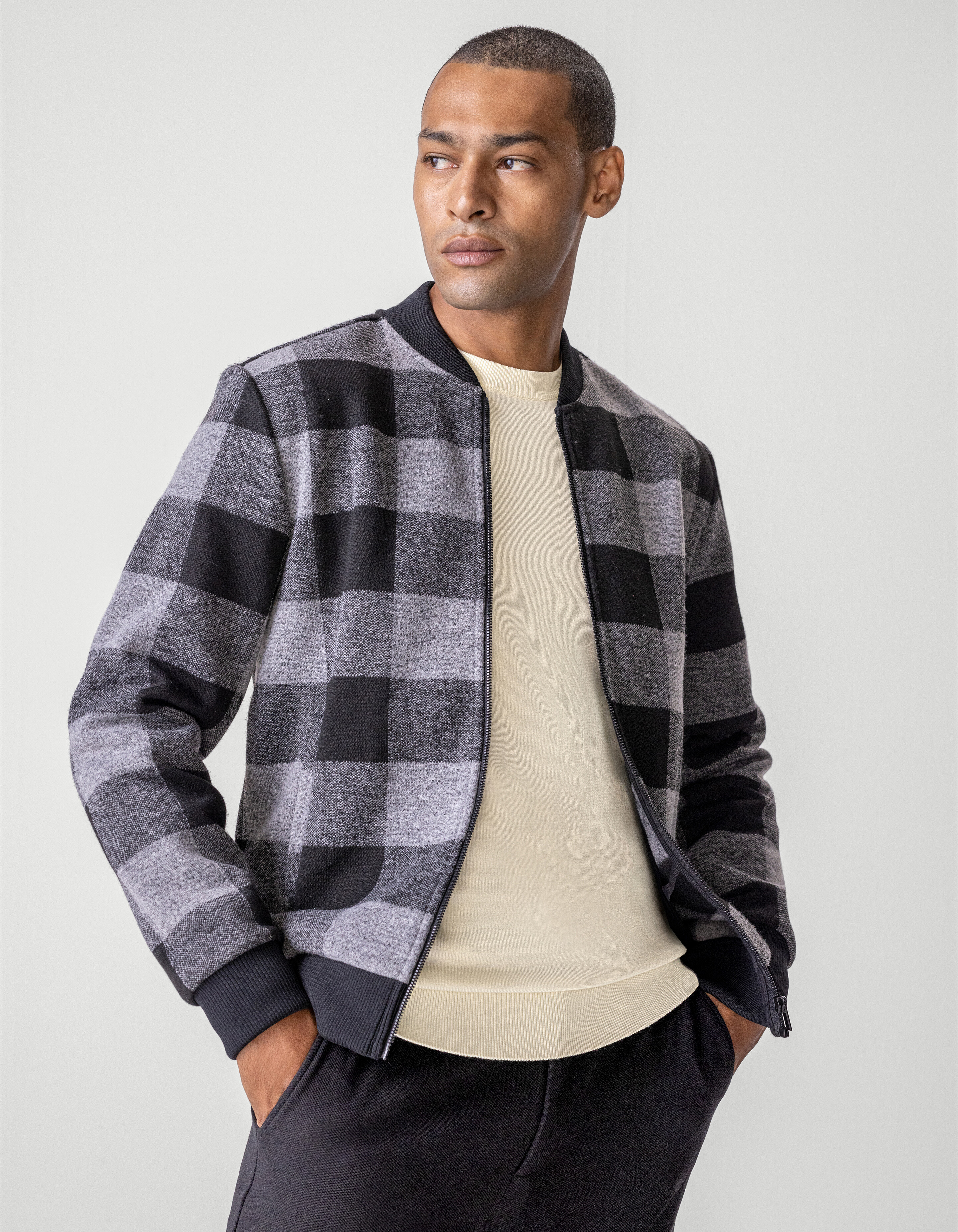 Karierte Bomberjacke Grau SHOEBY MEN
