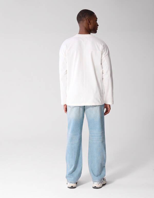 Basic-T-Shirt mit langem Arm im Relaxed-Fit wei&szlig; SHOEBY MEN