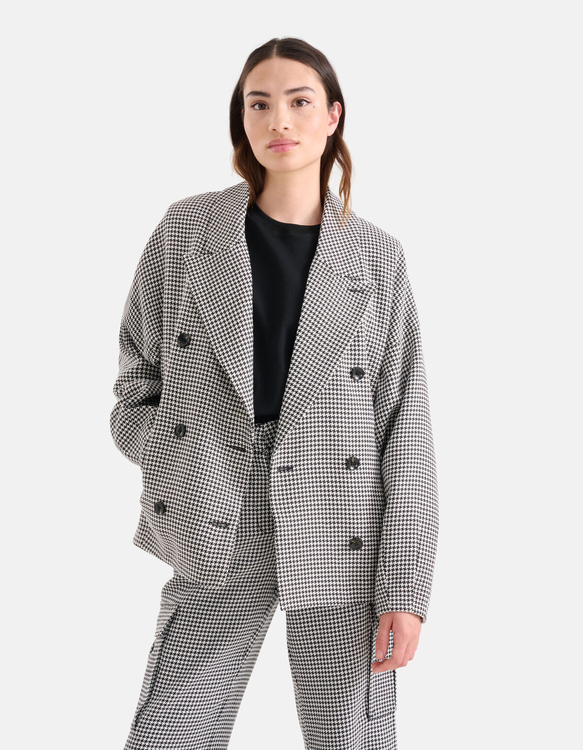 Pied-De-Poule Blazer Schwarz/Weiß SHOEBY WOMEN