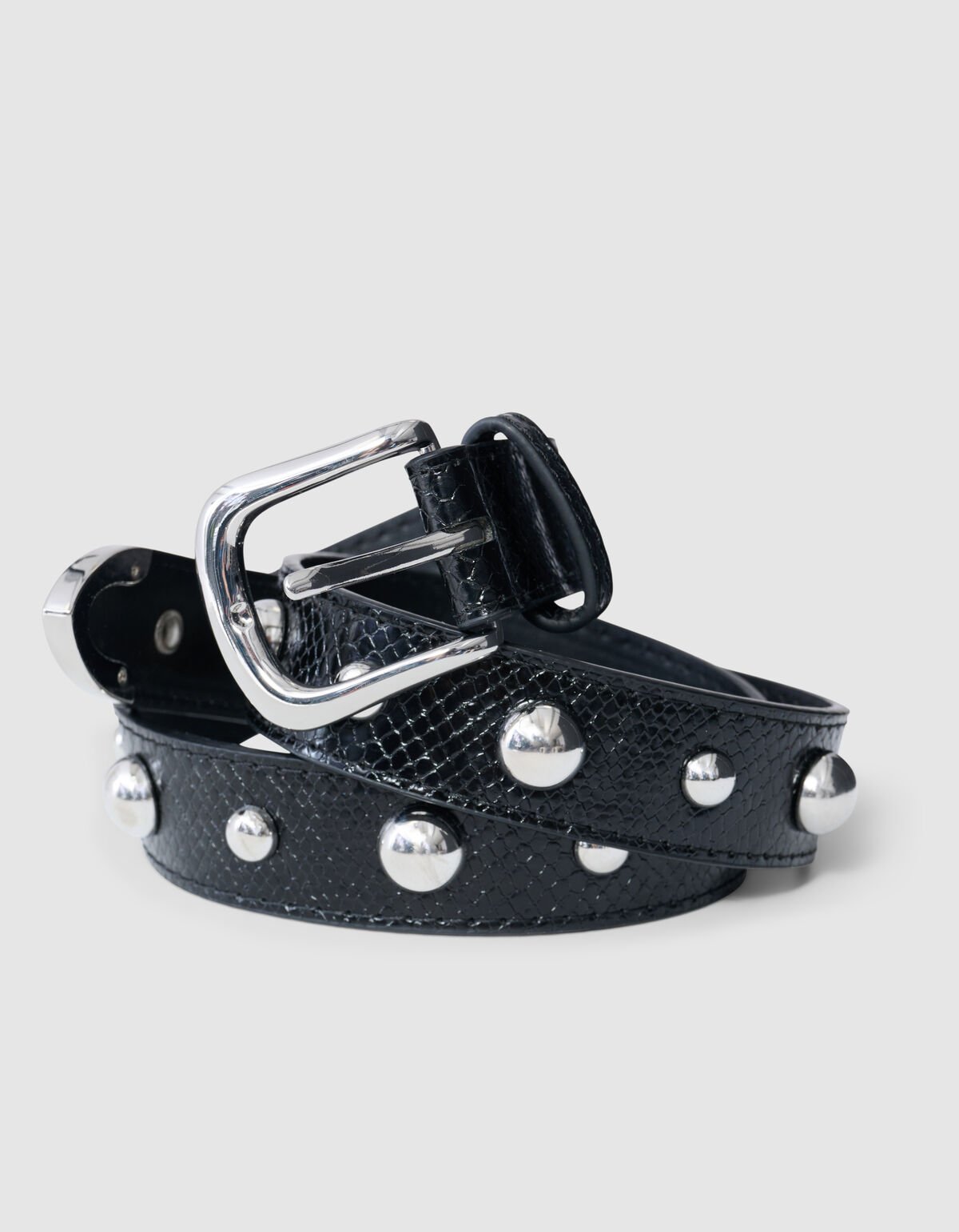 Kroko-Gürtel mit Nieten in Schwarz SHOEBY ACCESSOIRES