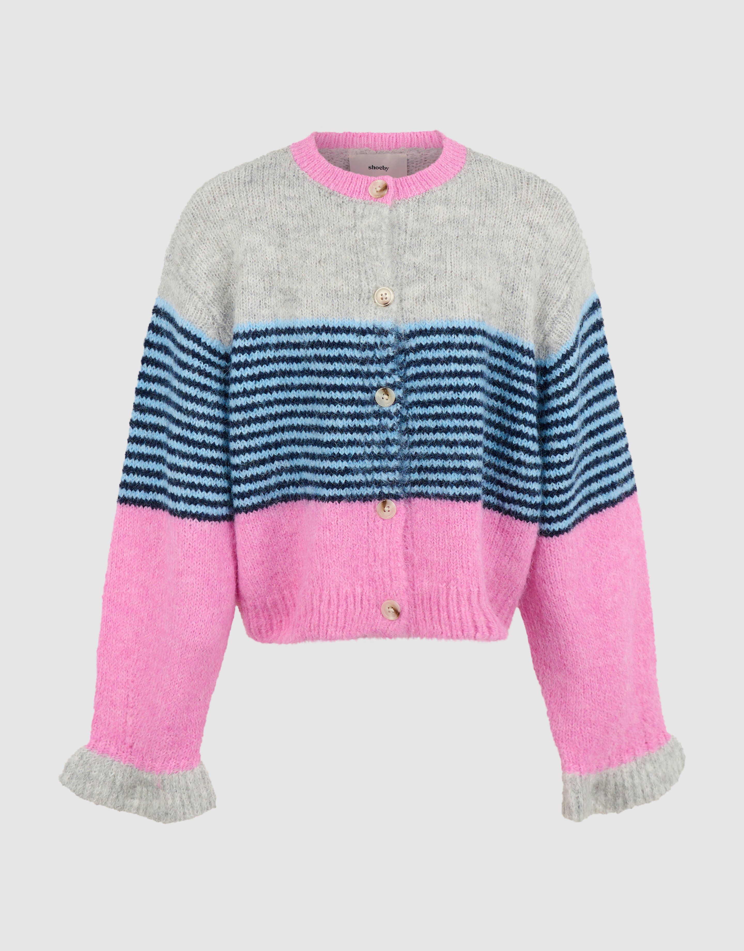 Fluffy Gestreifte Strickjacke Rosa SHOEBY GIRLS