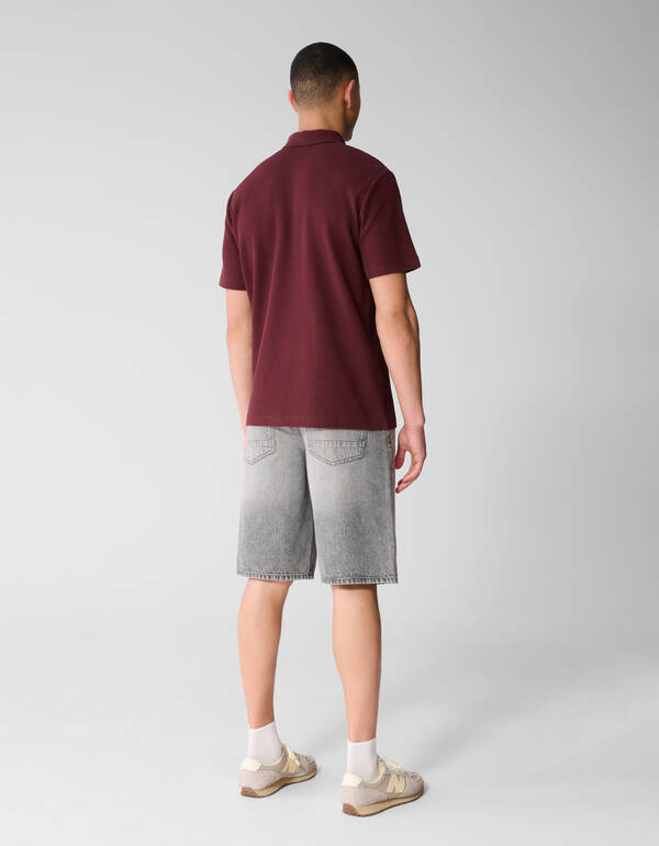 Waffel Polo Dunkelrot SHOEBY MEN