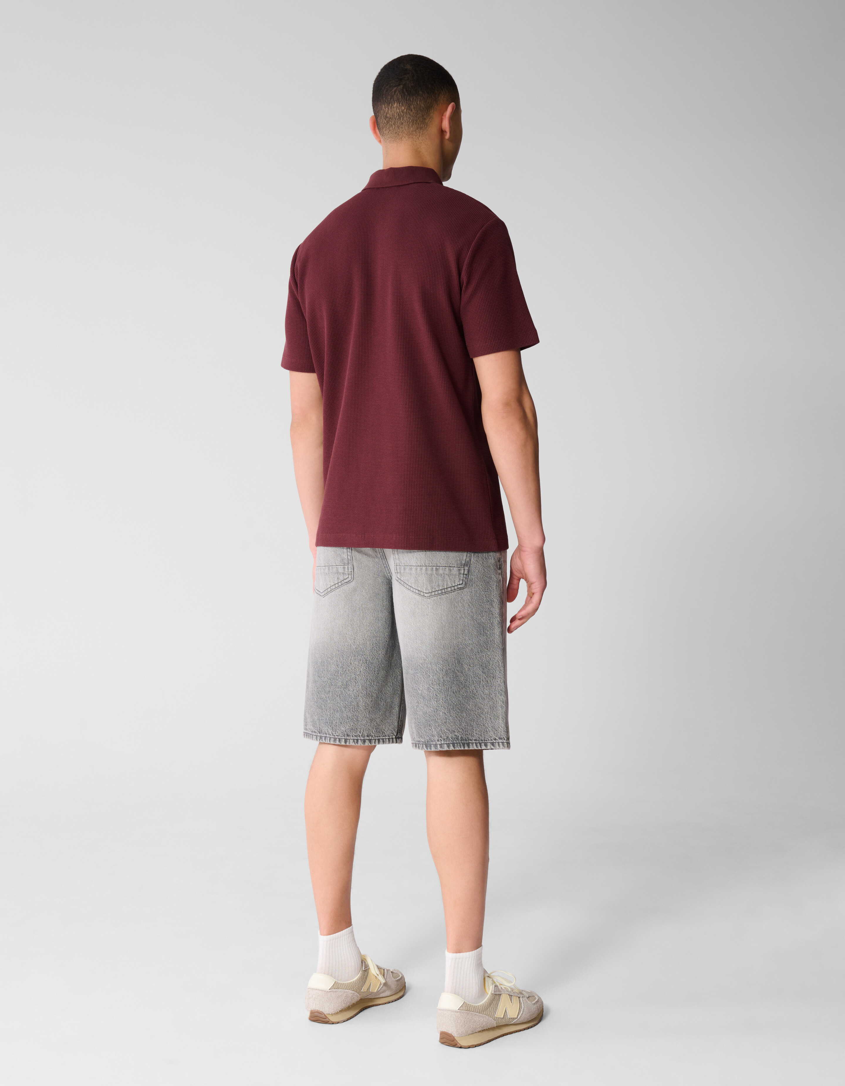Waffel Polo Dunkelrot SHOEBY MEN