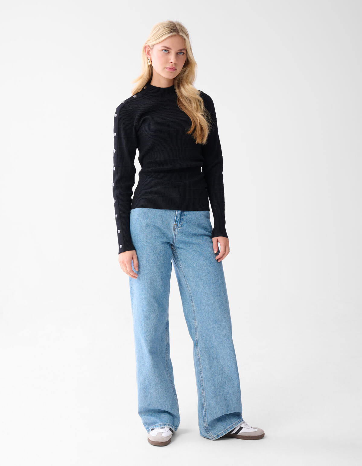 Knopf-Rollkragenpullover Schwarz SHOEBY WOMEN