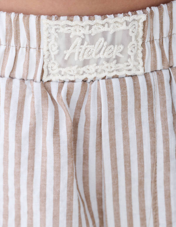 Bluse mit Nadelstreifen-Stickerei Braun SHOEBY GIRLS