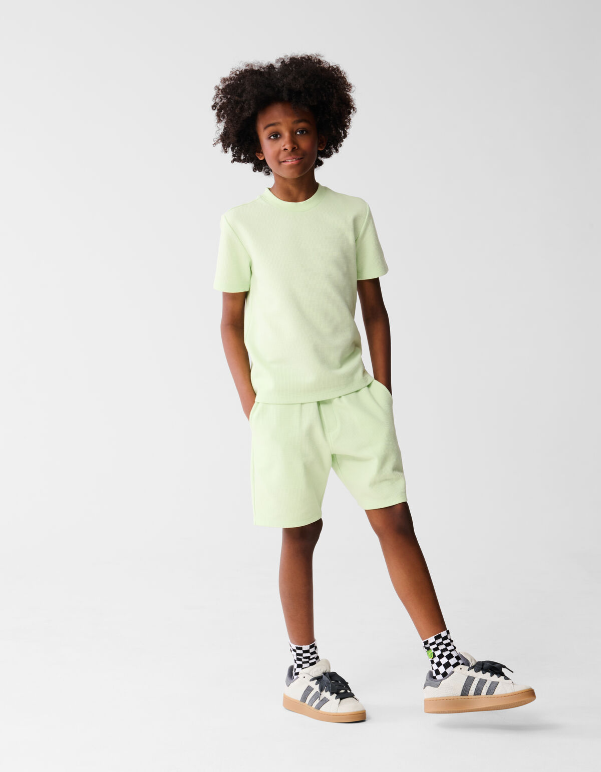 Neon Waffel-T-Shirt Grün SHOEBY BOYS