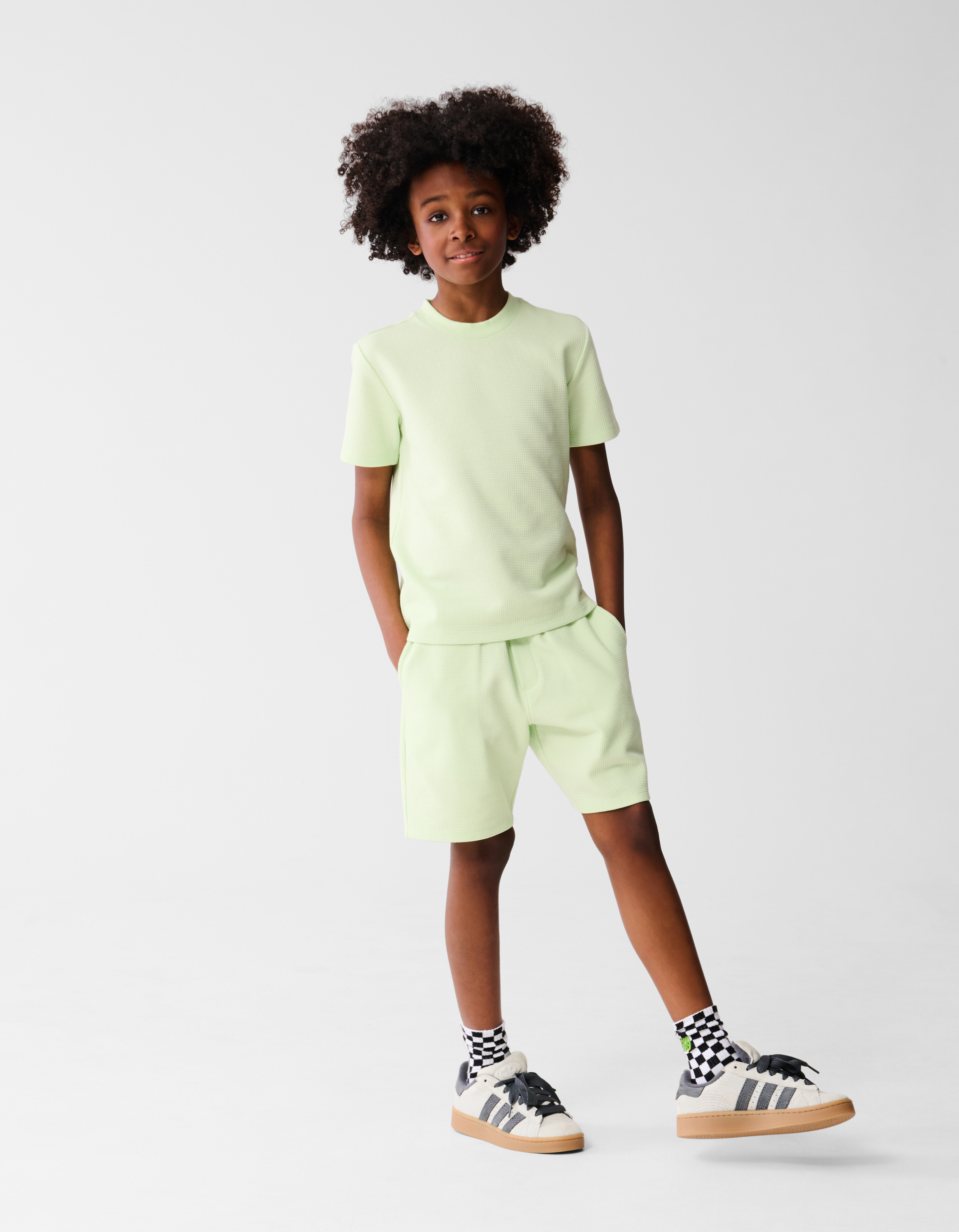 Neon Waffel-T-Shirt Grün SHOEBY BOYS