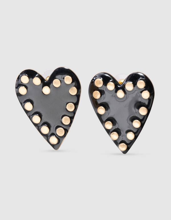 Stud Heart Ohrringe Schwarz SHOEBY ACCESSOIRES