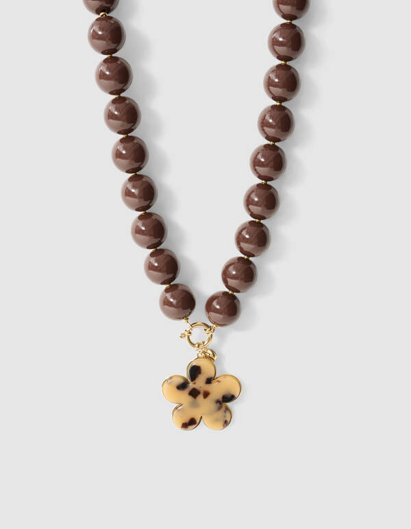 Perlenblumen-Halskette Braun SHOEBY ACCESSOIRES