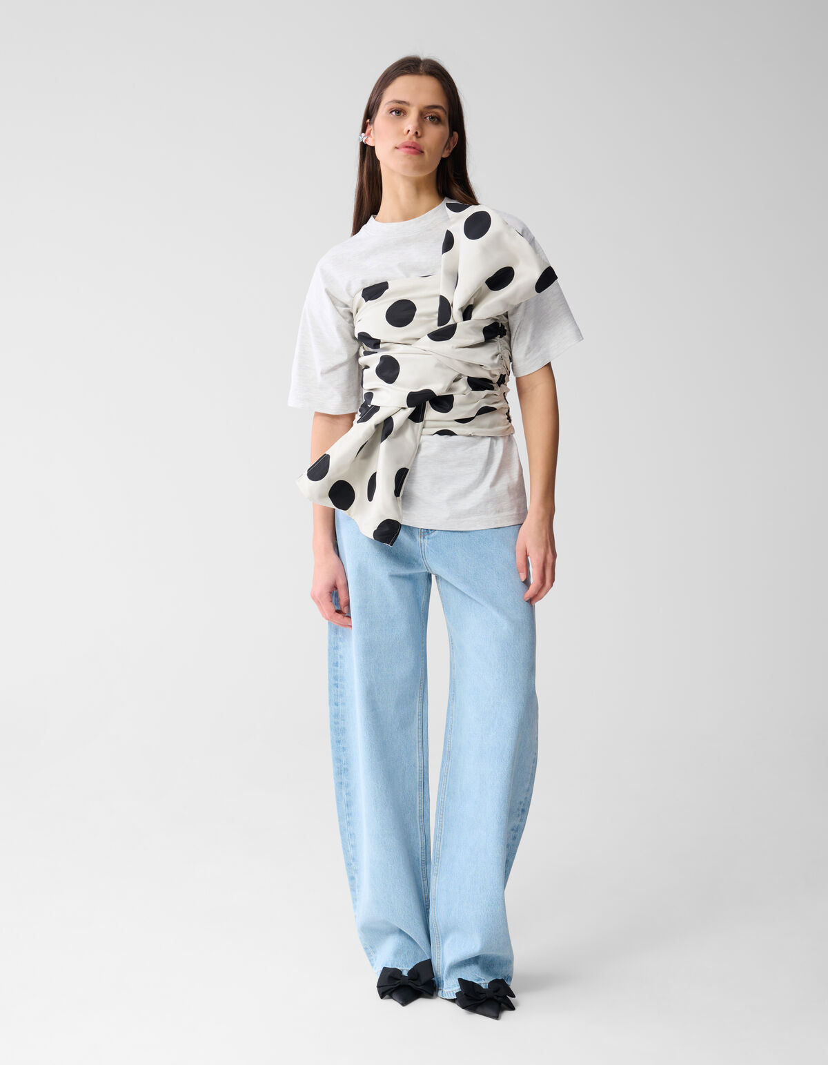 Schleifen-Top Schwarz/Wei&szlig; SHOEBY WOMEN